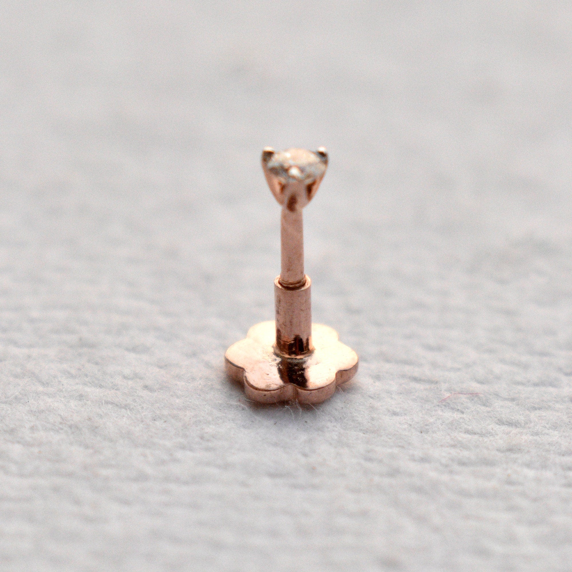 Genuine Diamond 20g Flatback Stud in 14K Solid Gold, Nose Nostril Lobe Cartilage Helix Flat Tragus Lip Medusa Labret Piercing Jewelry