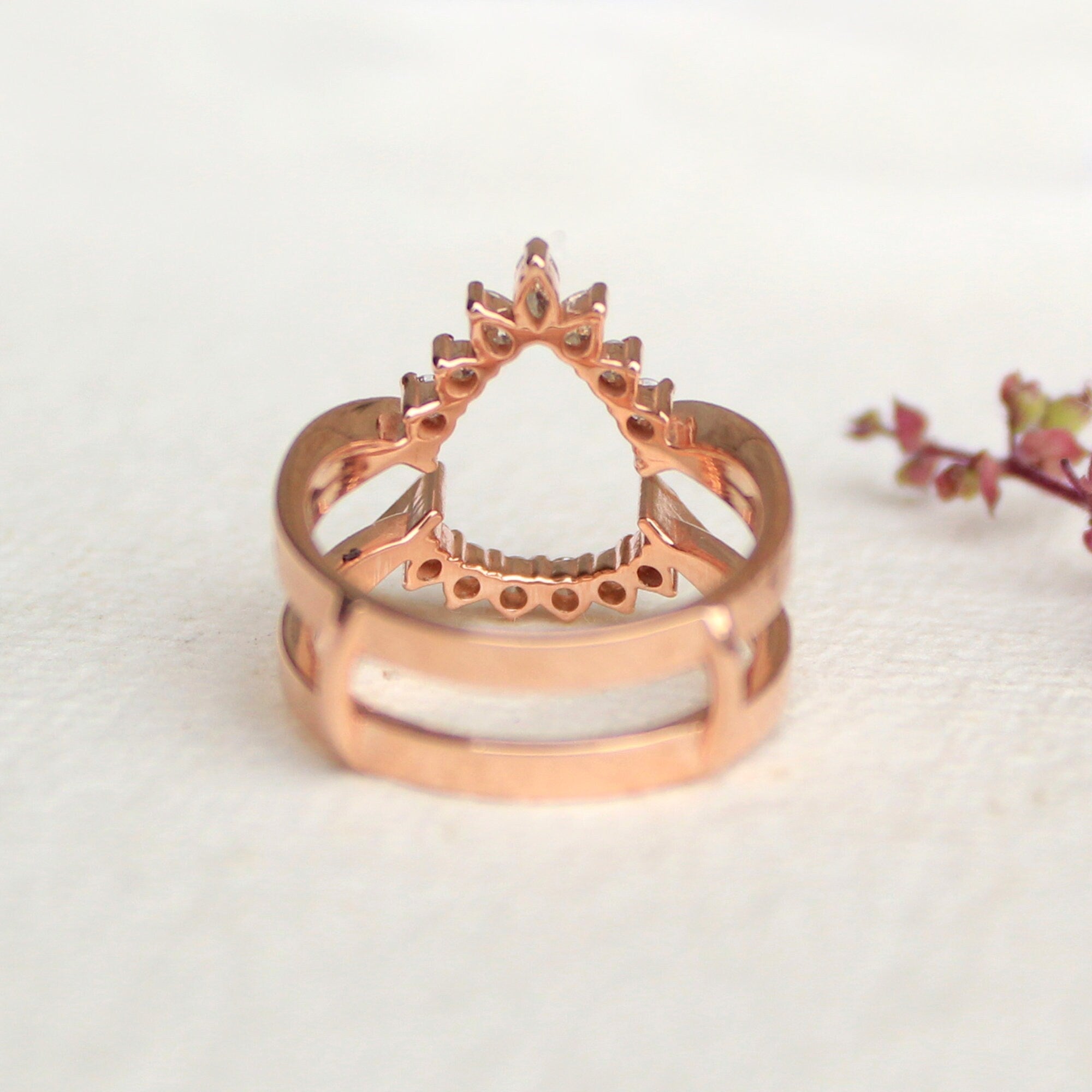 Fancy Cut Natural Diamond Ring Wrap for Pear Engagement Ring