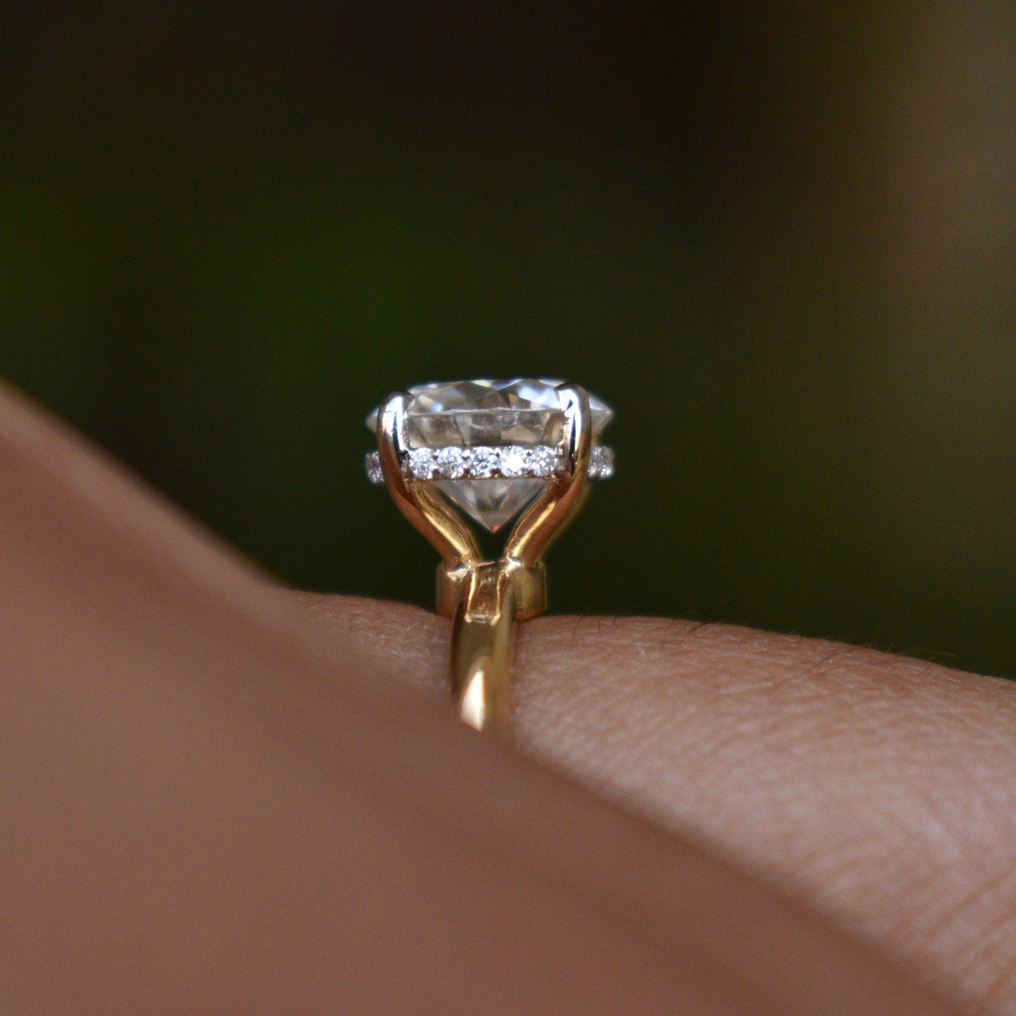 1.5 Carat 7mm Round Moissanite Engagement Ring with Hidden Halo