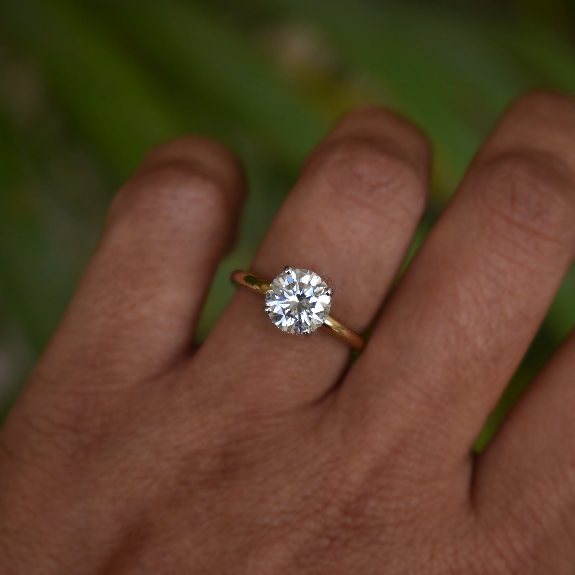 1.5 Carat 7mm Round Moissanite Engagement Ring with Hidden Halo
