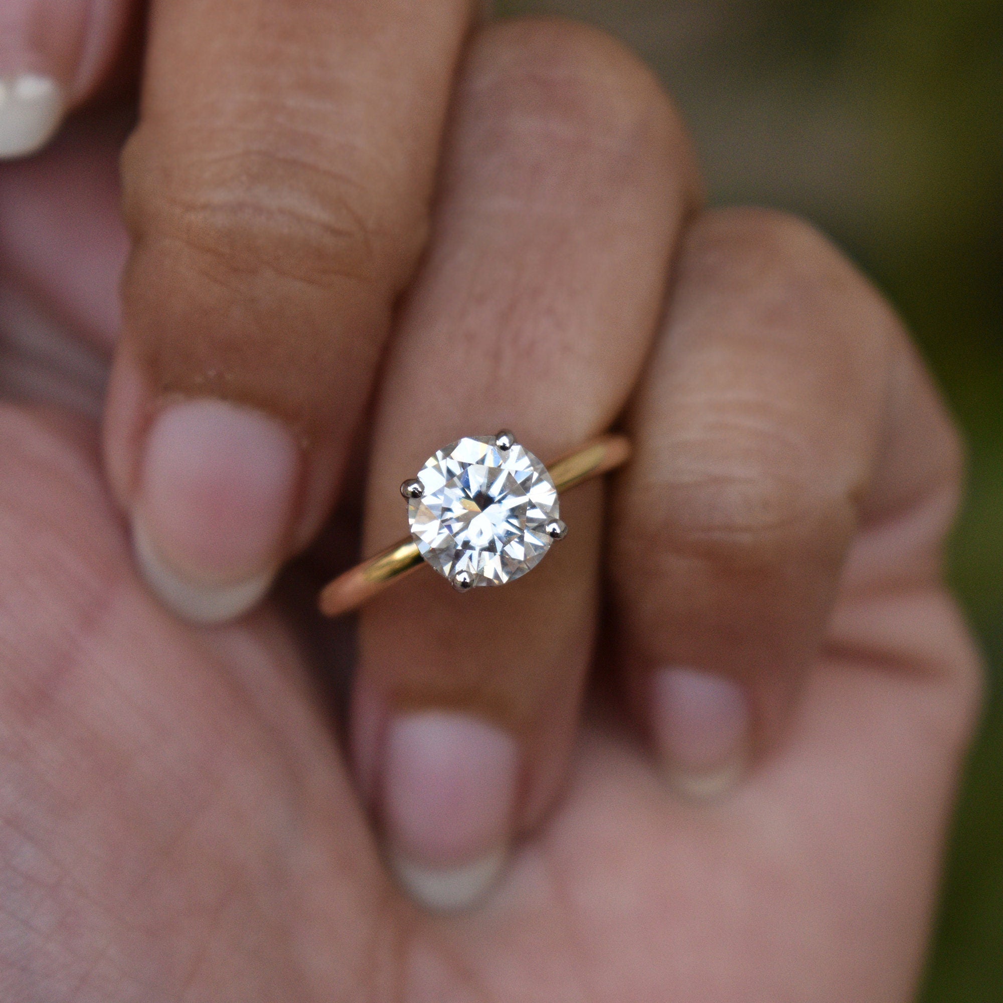 1.5 Carat 7mm Round Moissanite Engagement Ring with Hidden Halo