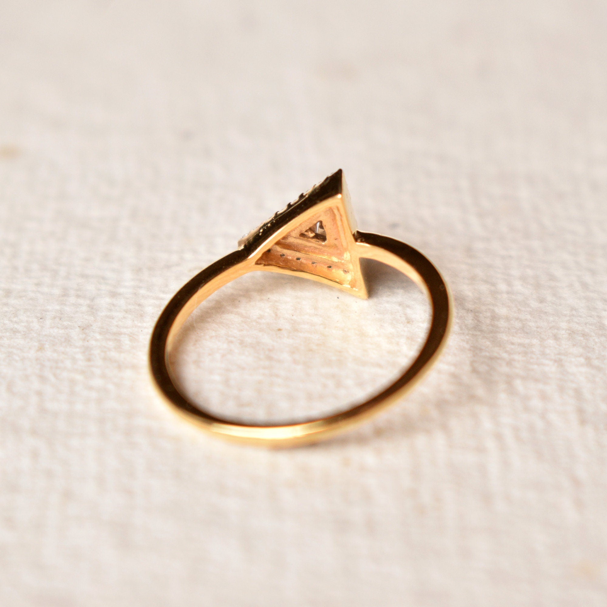 Brown Trillion Diamond Halo Engagement Ring, READY TO SHIP