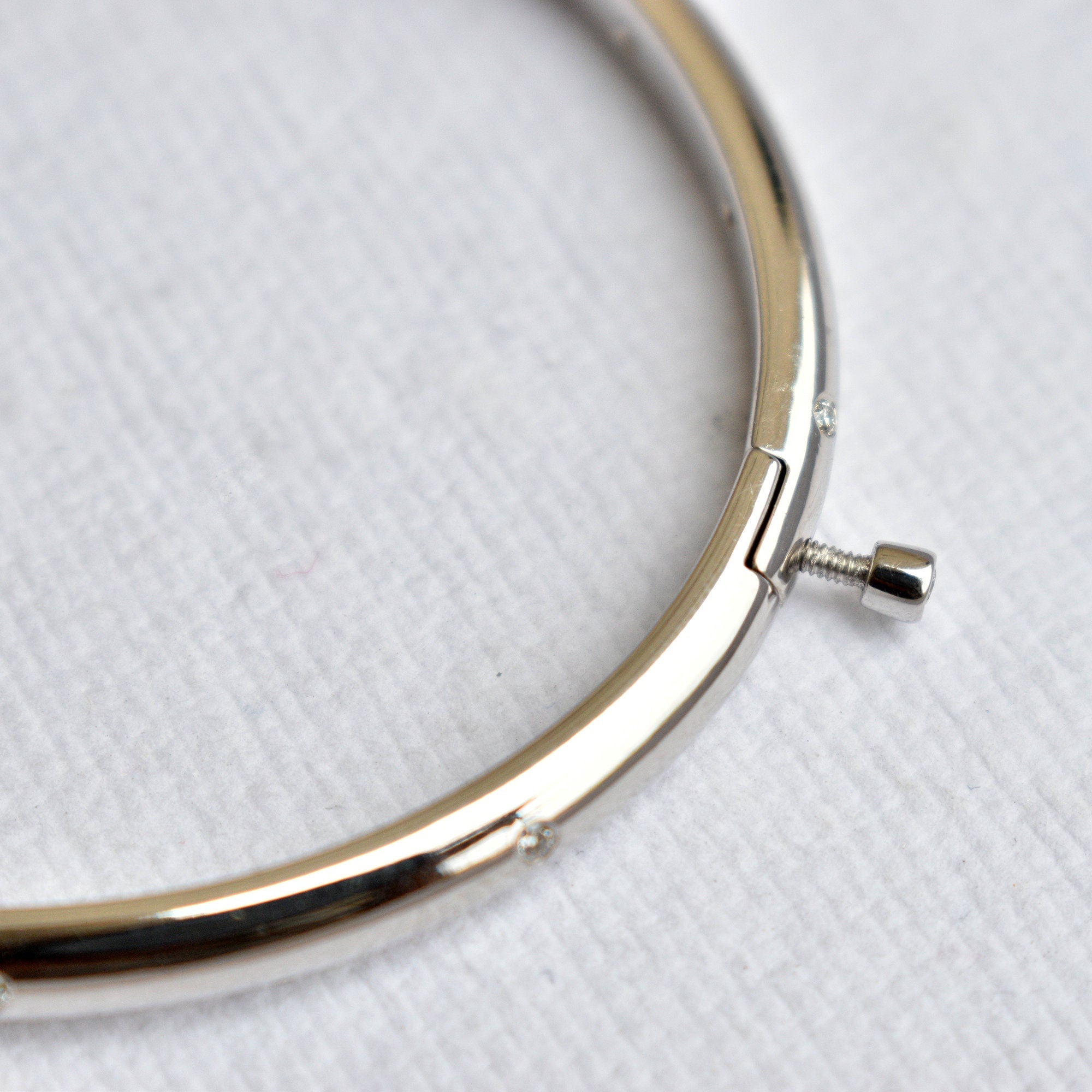 4mm Wide Etoile Diamond Oval Hinged Bangle in Solid 925 Sterling Silver