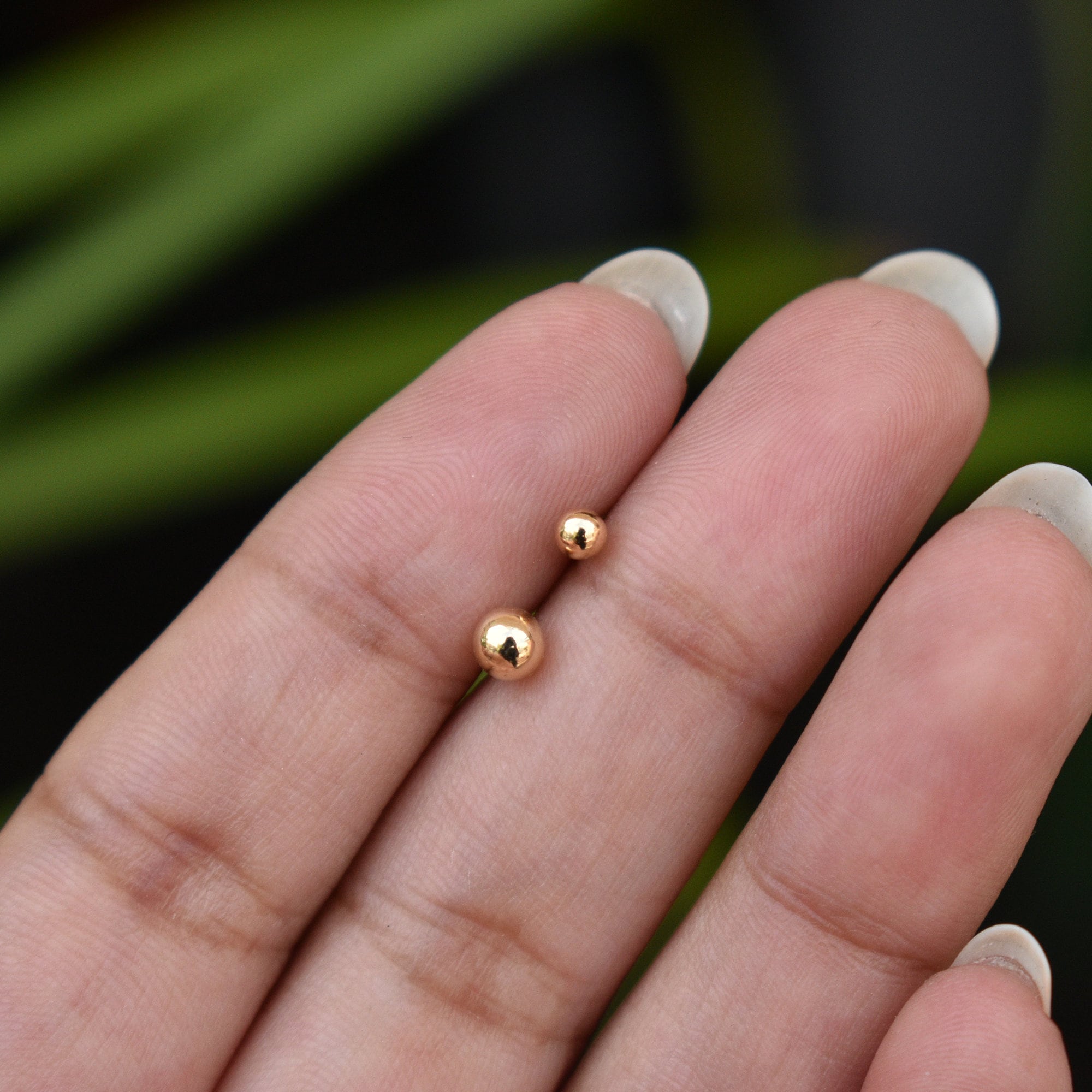 2mm 3mm Solid Gold Ball Stud Earrings
