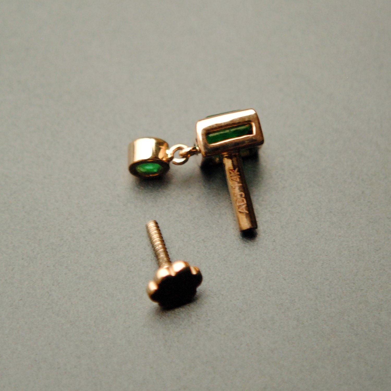 Natural Green Emerald Dangle Stud