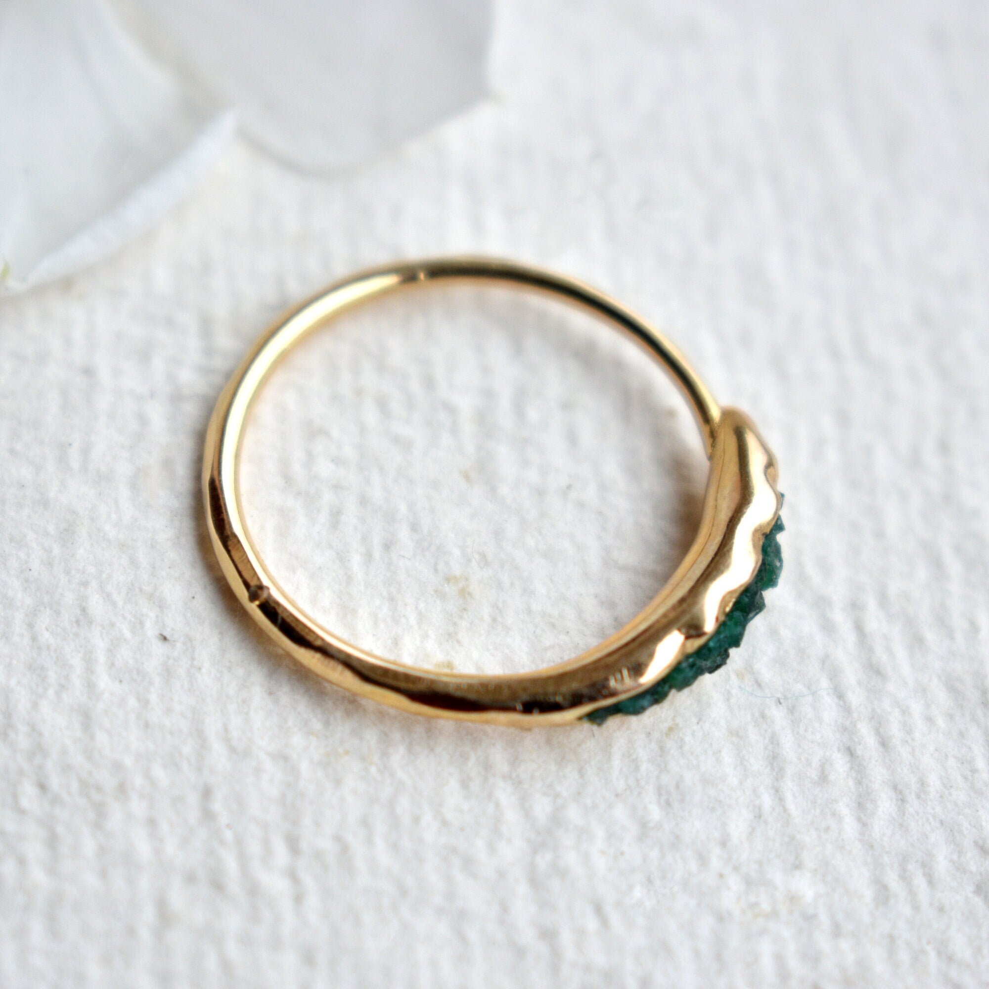 Natural Rough Emerald Peapod Ring in 14K/18K Yellow Gold