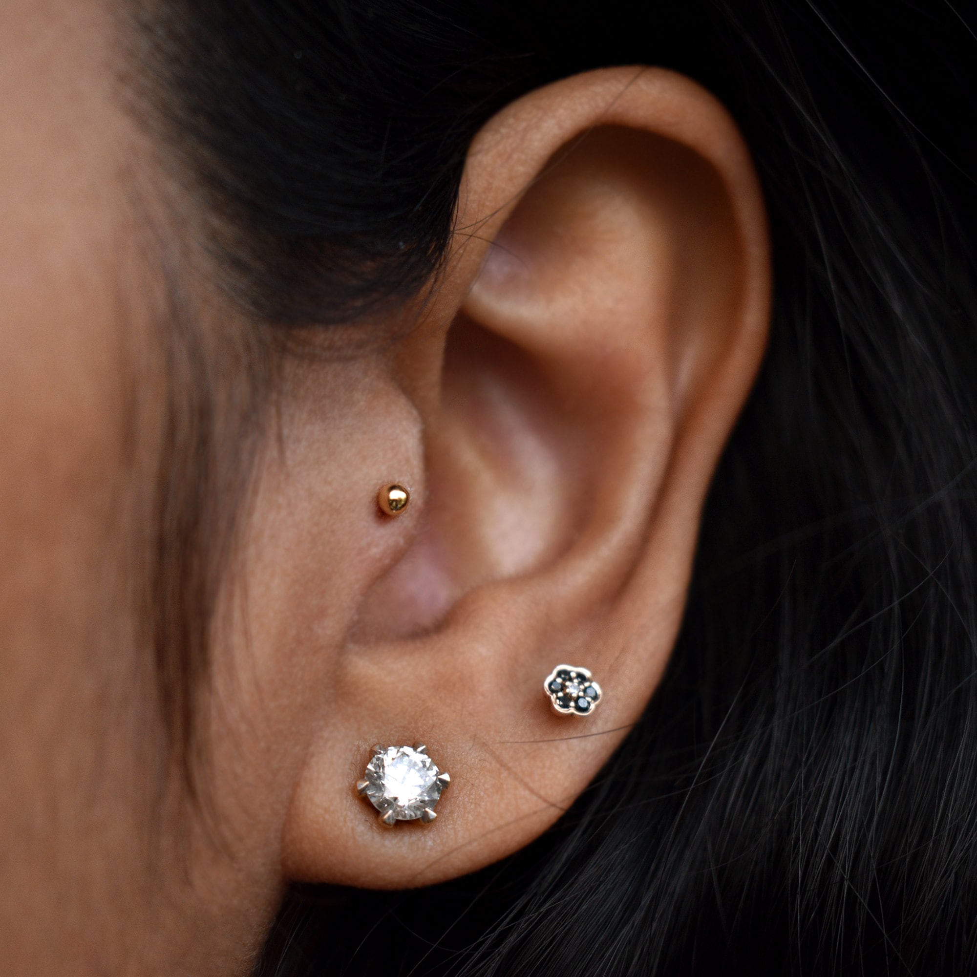 2mm 3mm Solid Gold Ball Stud Earrings