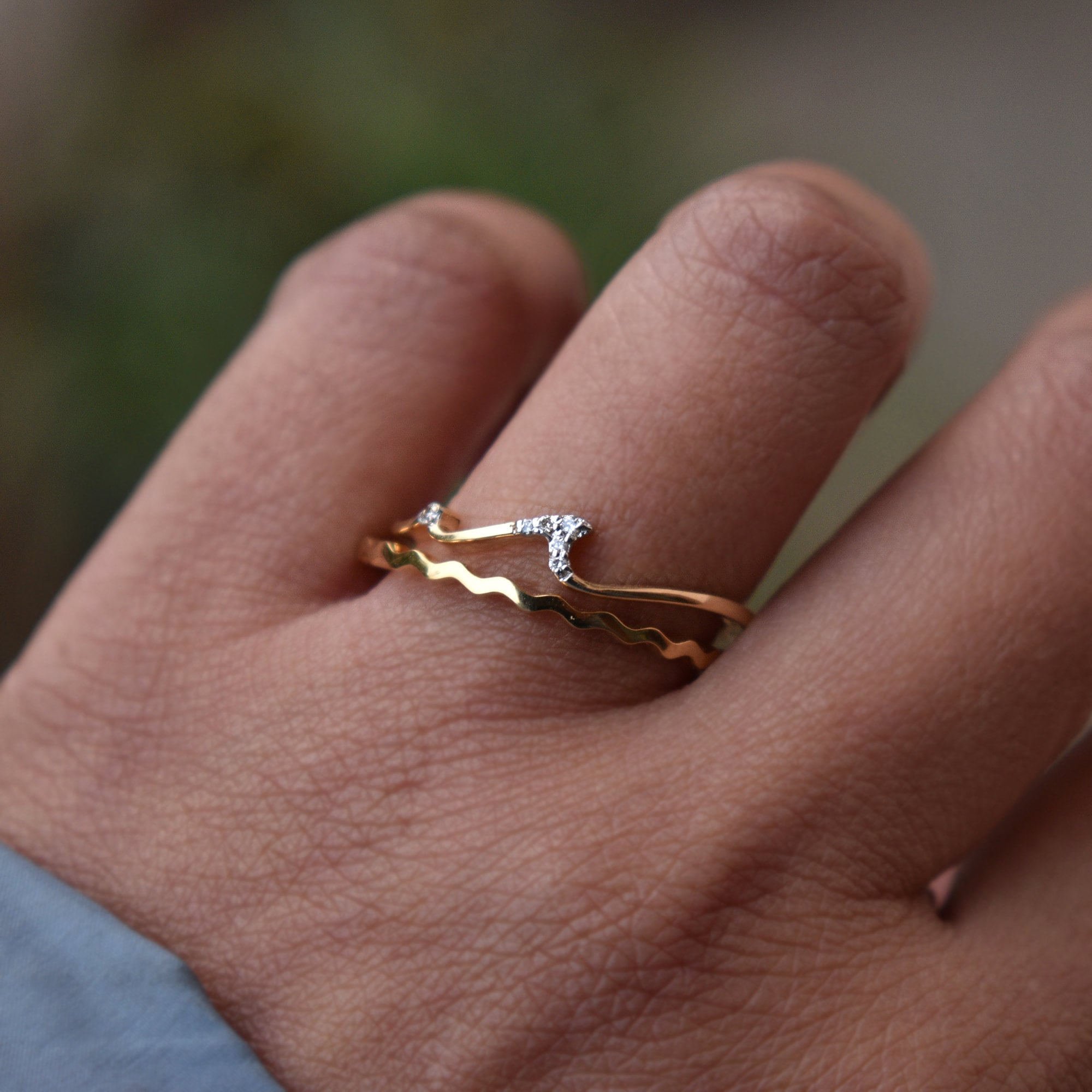 Ocean & Wave Ring Set