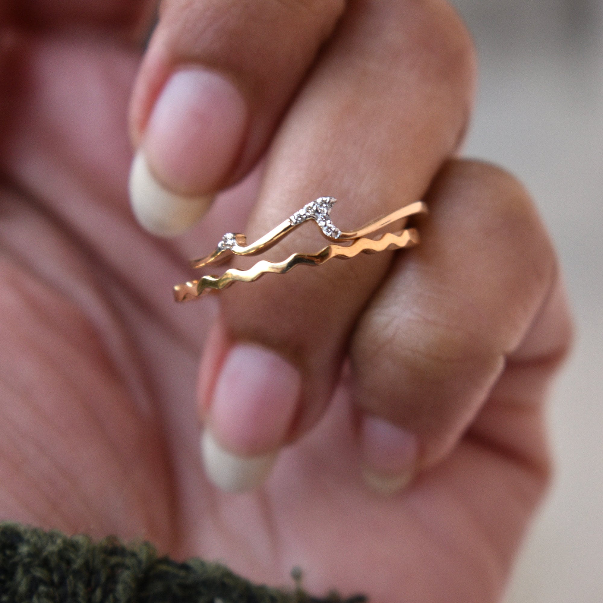 Ocean & Wave Ring Set