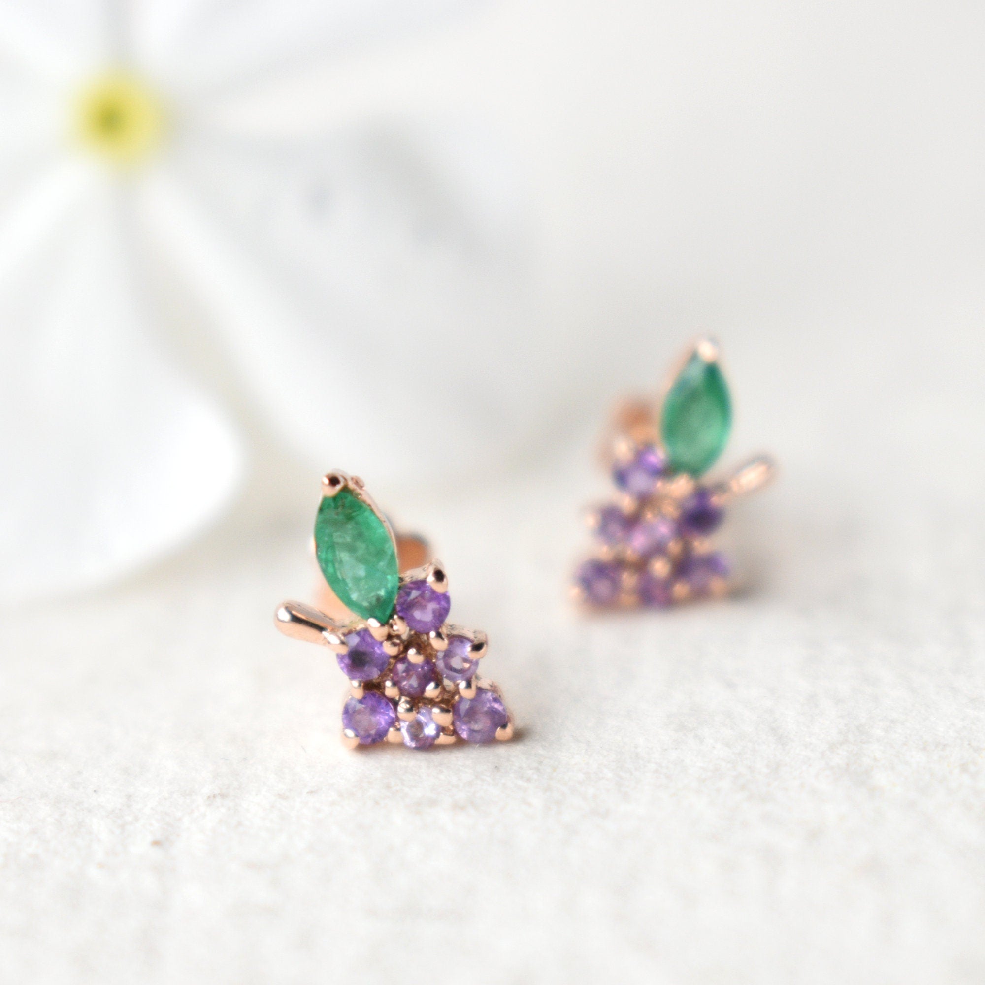 Amethyst & Emerald Grape Earrings