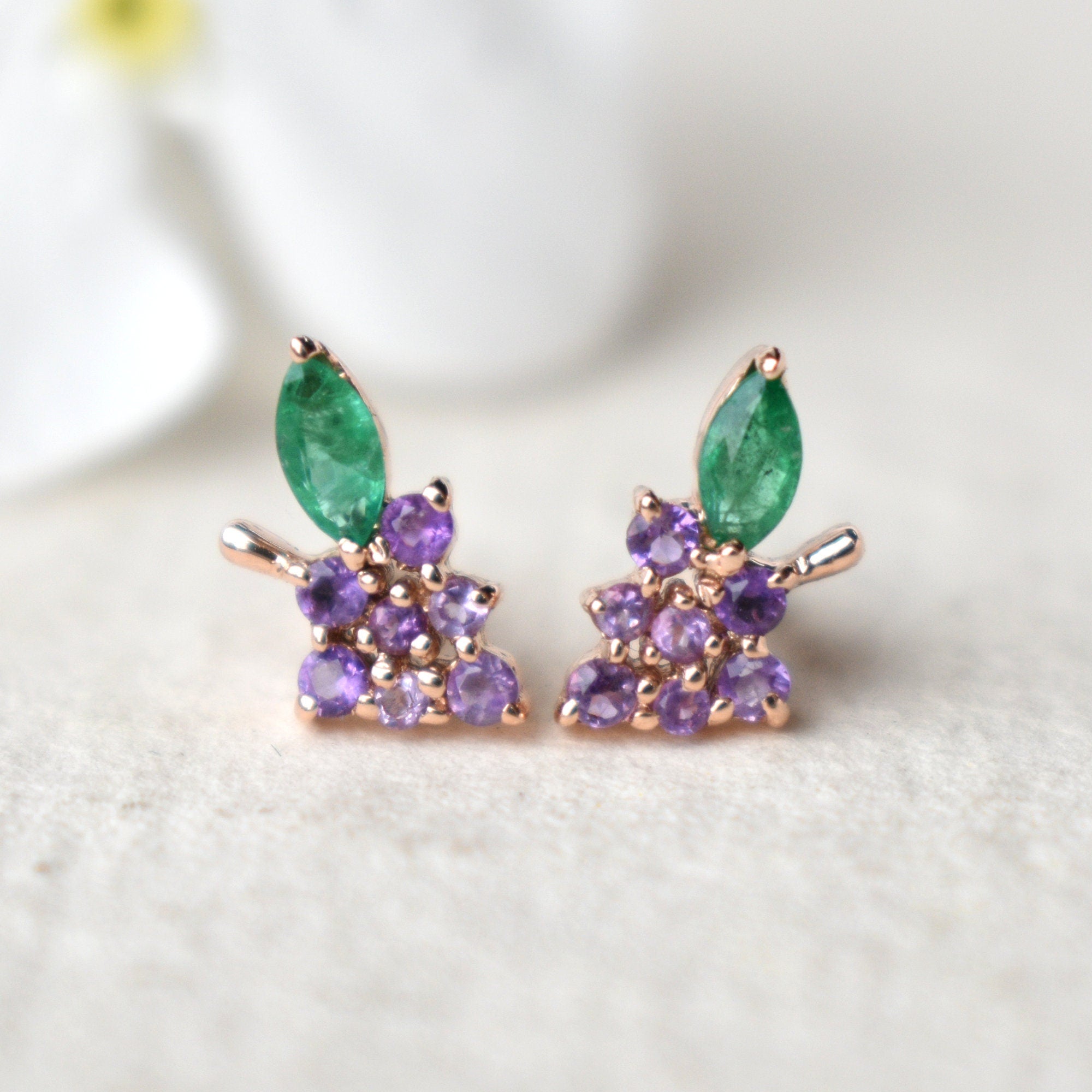 Amethyst & Emerald Grape Earrings