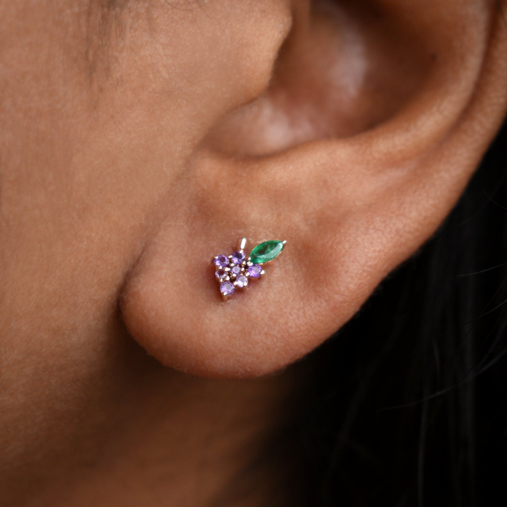 Amethyst & Emerald Grape Earrings