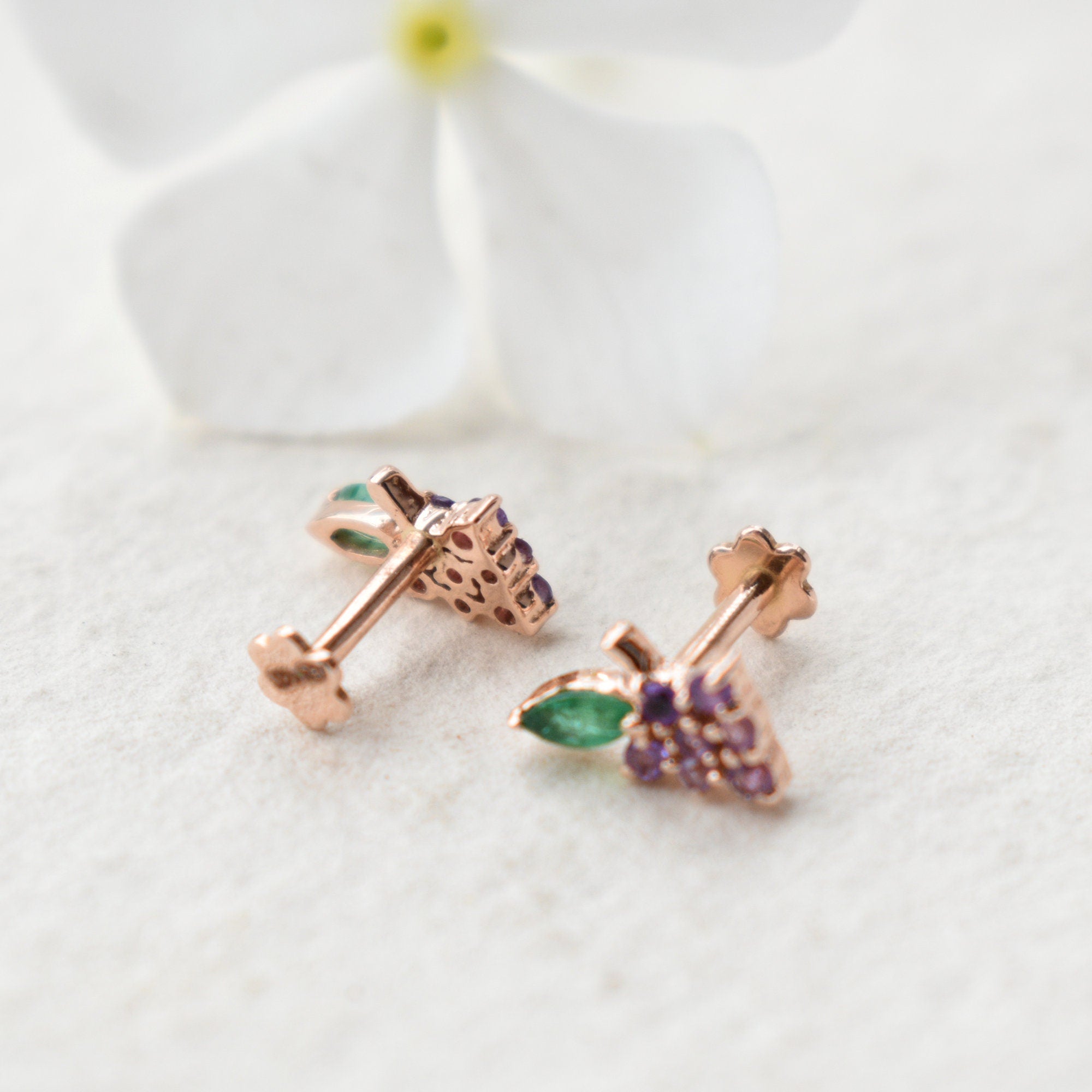 Amethyst & Emerald Grape Earrings