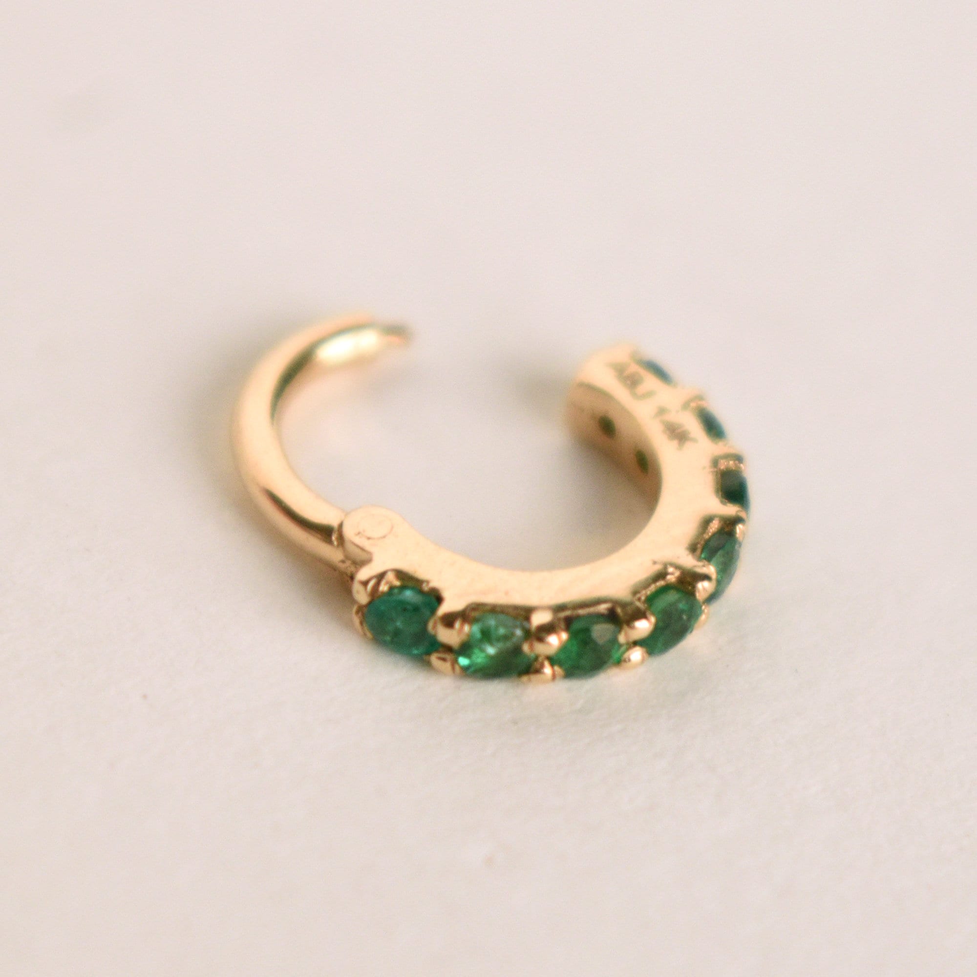 6mm-13mm Natural Green Emerald Hinged Hoop Clicker