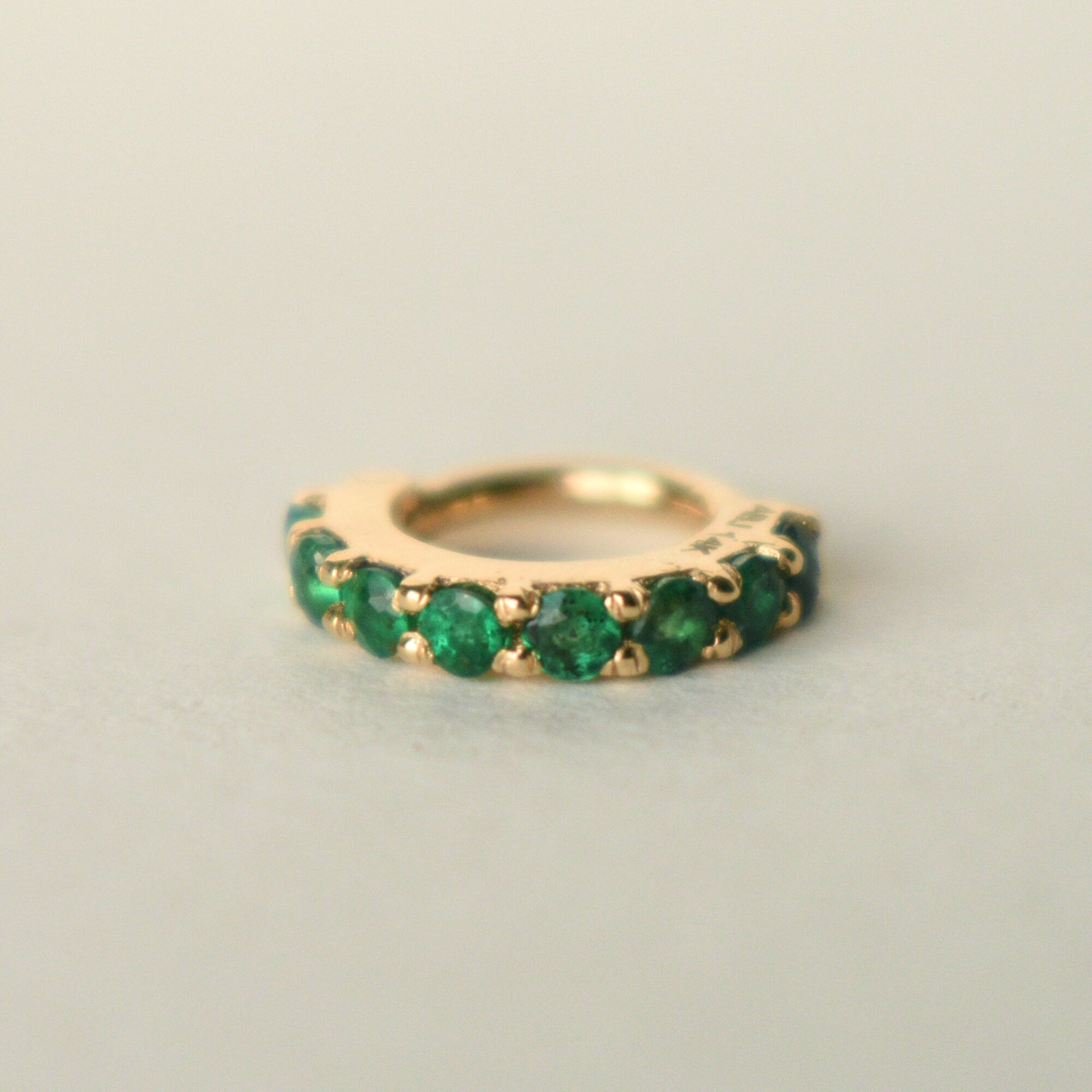 6mm-13mm Natural Green Emerald Hinged Hoop Clicker