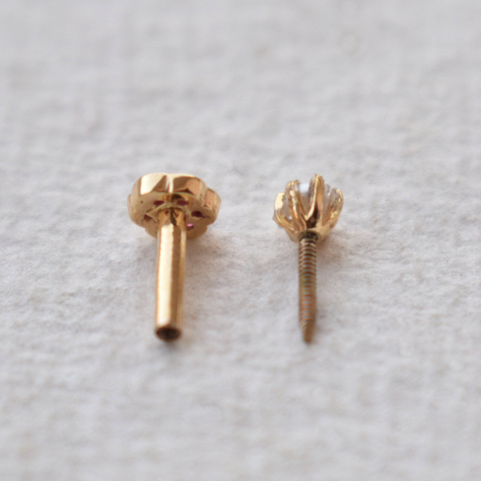 Freshwater Pearl & Natural Gemstone Double Sided Stud, 14K
