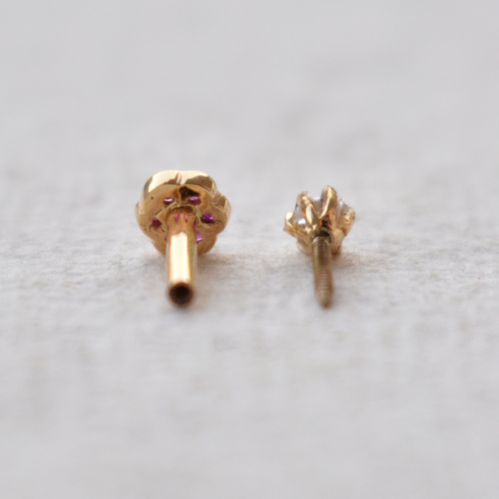 Freshwater Pearl & Natural Gemstone Double Sided Stud, 14K
