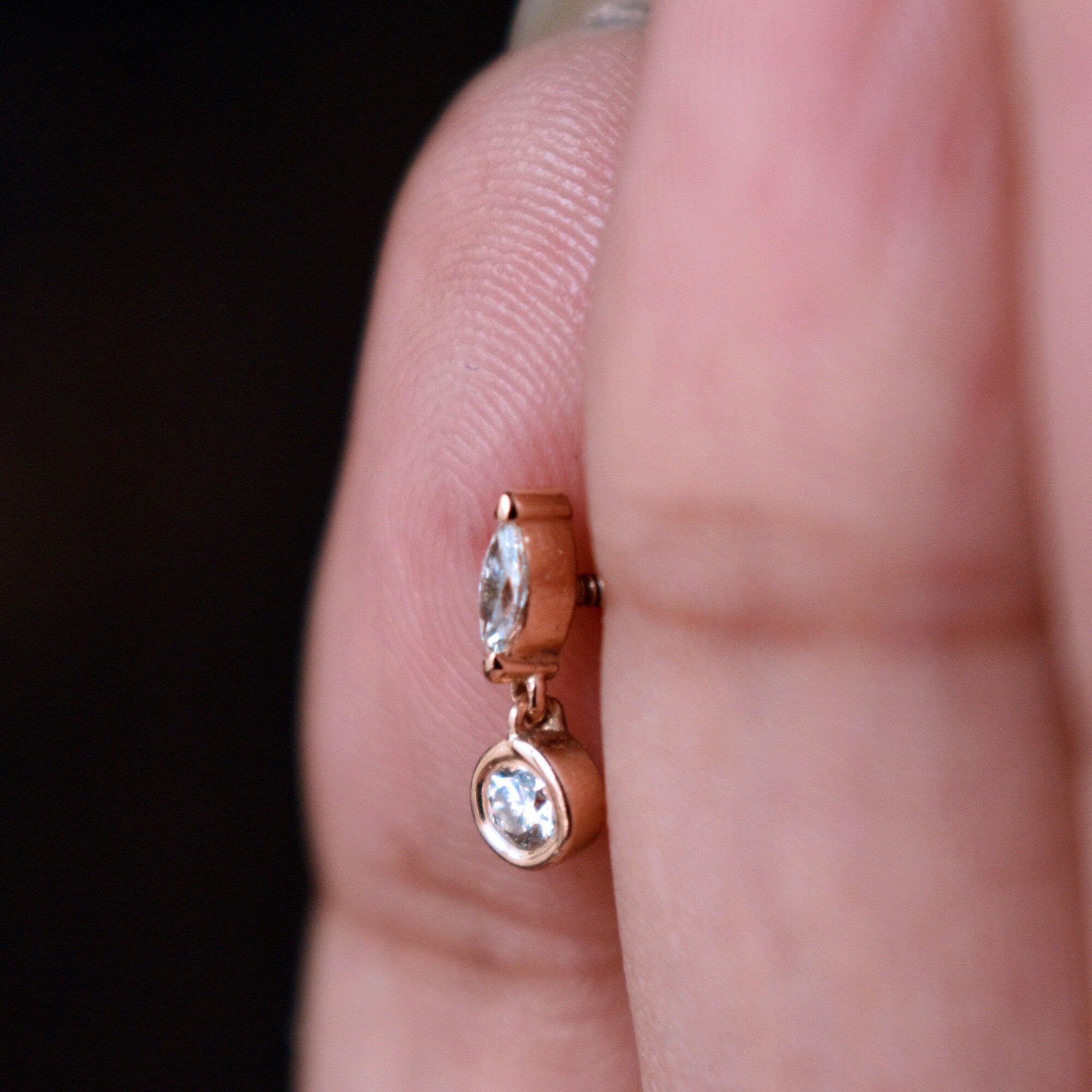 Round & Marquise Diamond Tiny Natural Dangle Earring