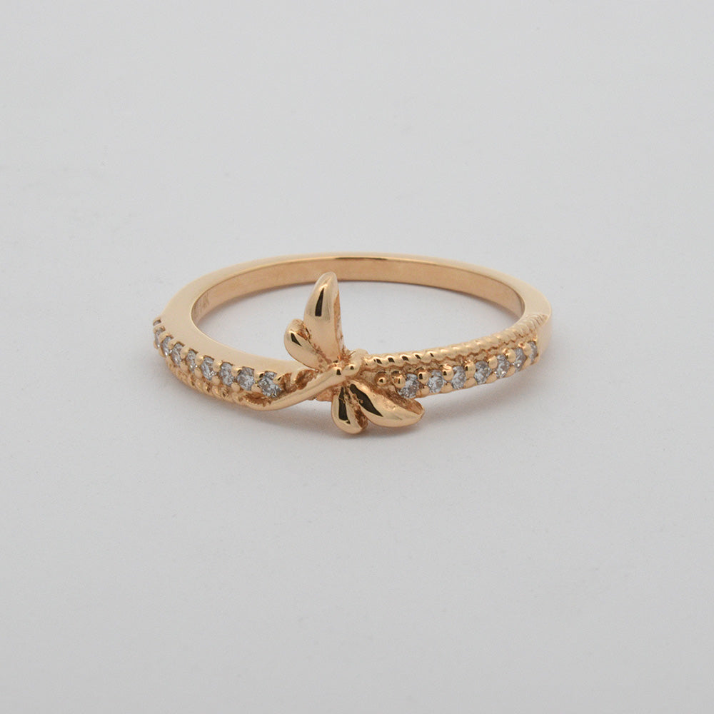 US6.25 14K Yellow Gold & Diamond Dragonfly Ring