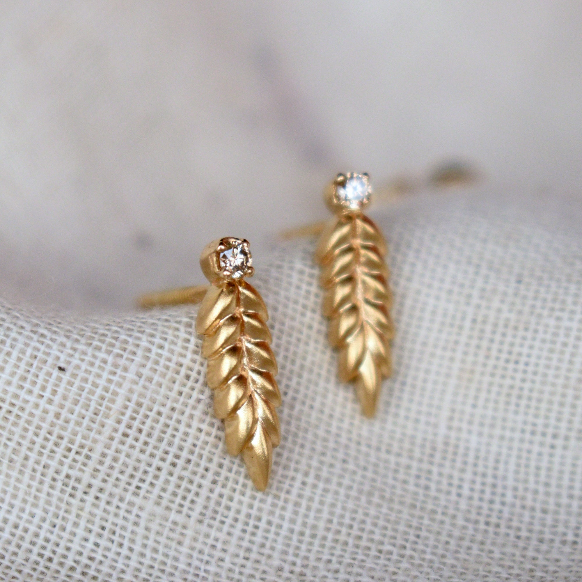 Gold Fern Ear Climbers