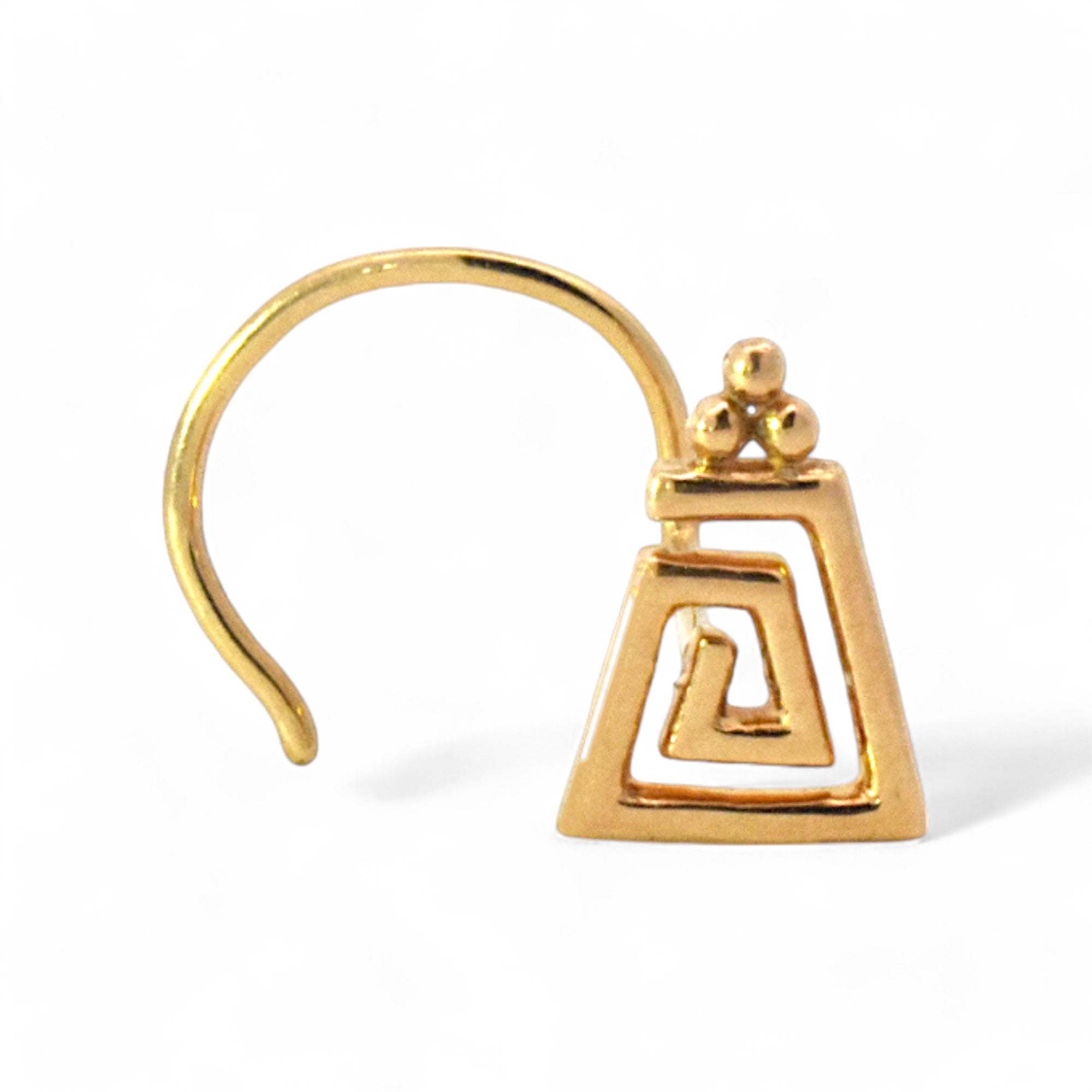 Spiral Trapezium Piercing Stud 14K Yellow Gold C Wire