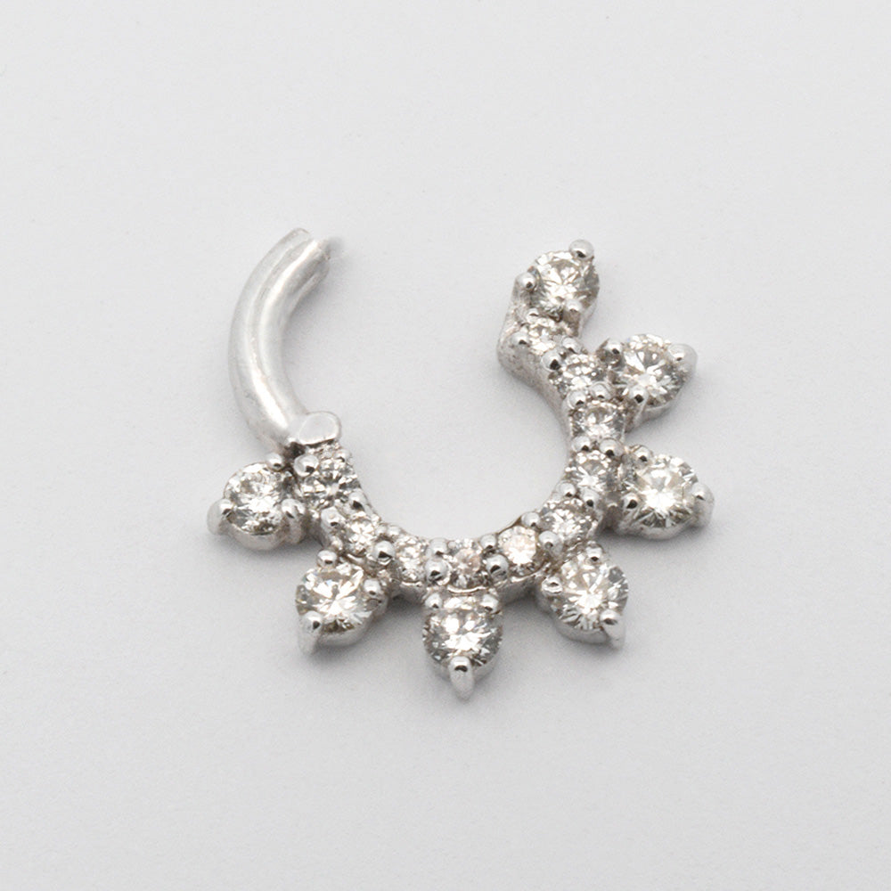 14k White Gold 6mm Spaced Diamond Clicker 14g