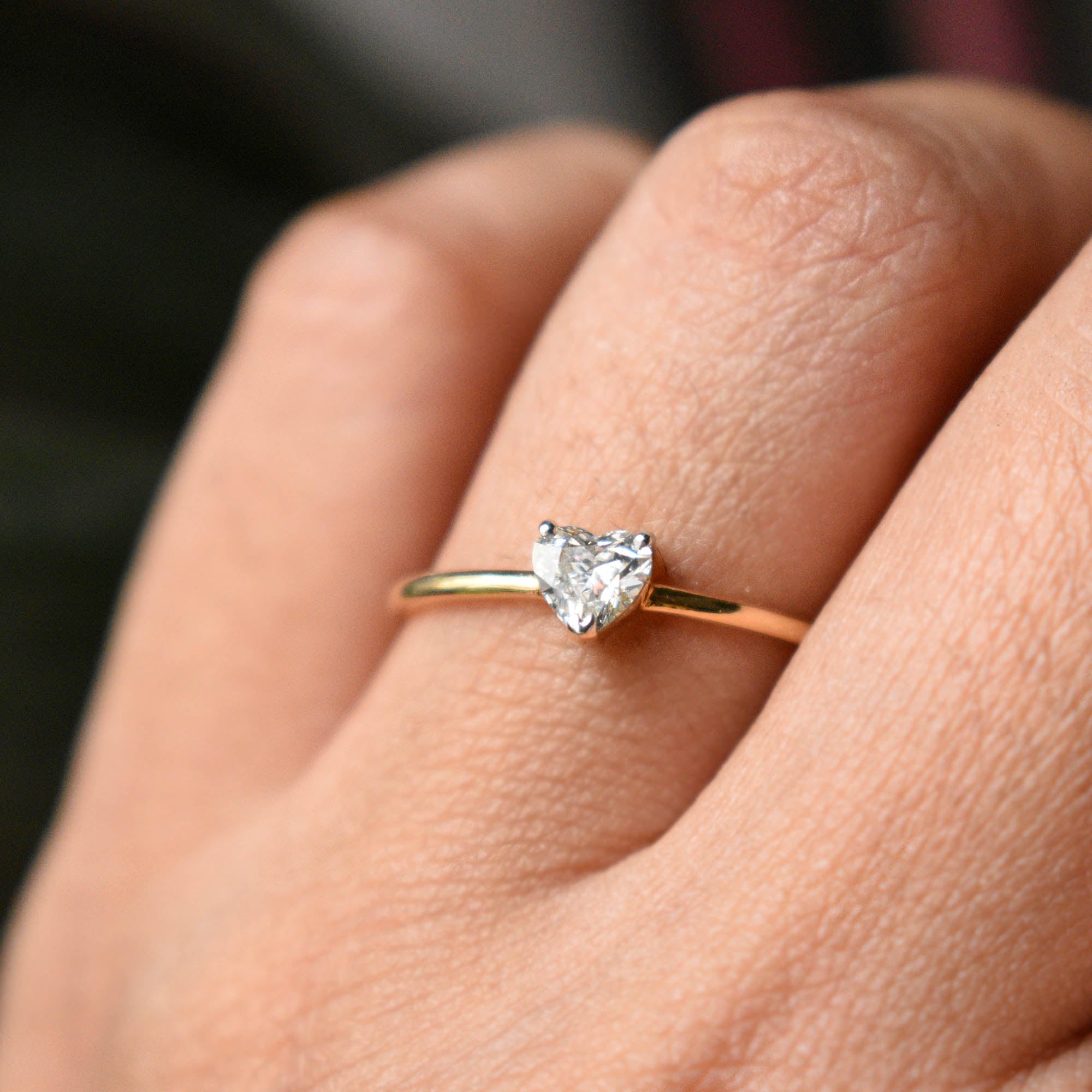 Heart Cut Diamond Minimal Dainty Engagement Ring