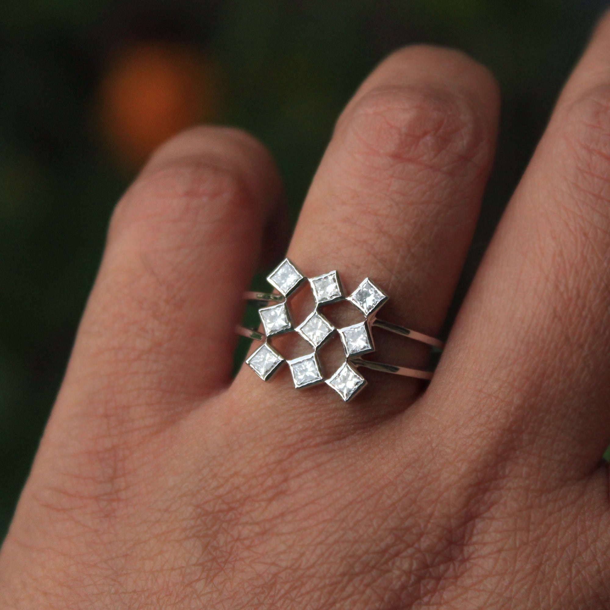 Princess Diamond Gingham Ring