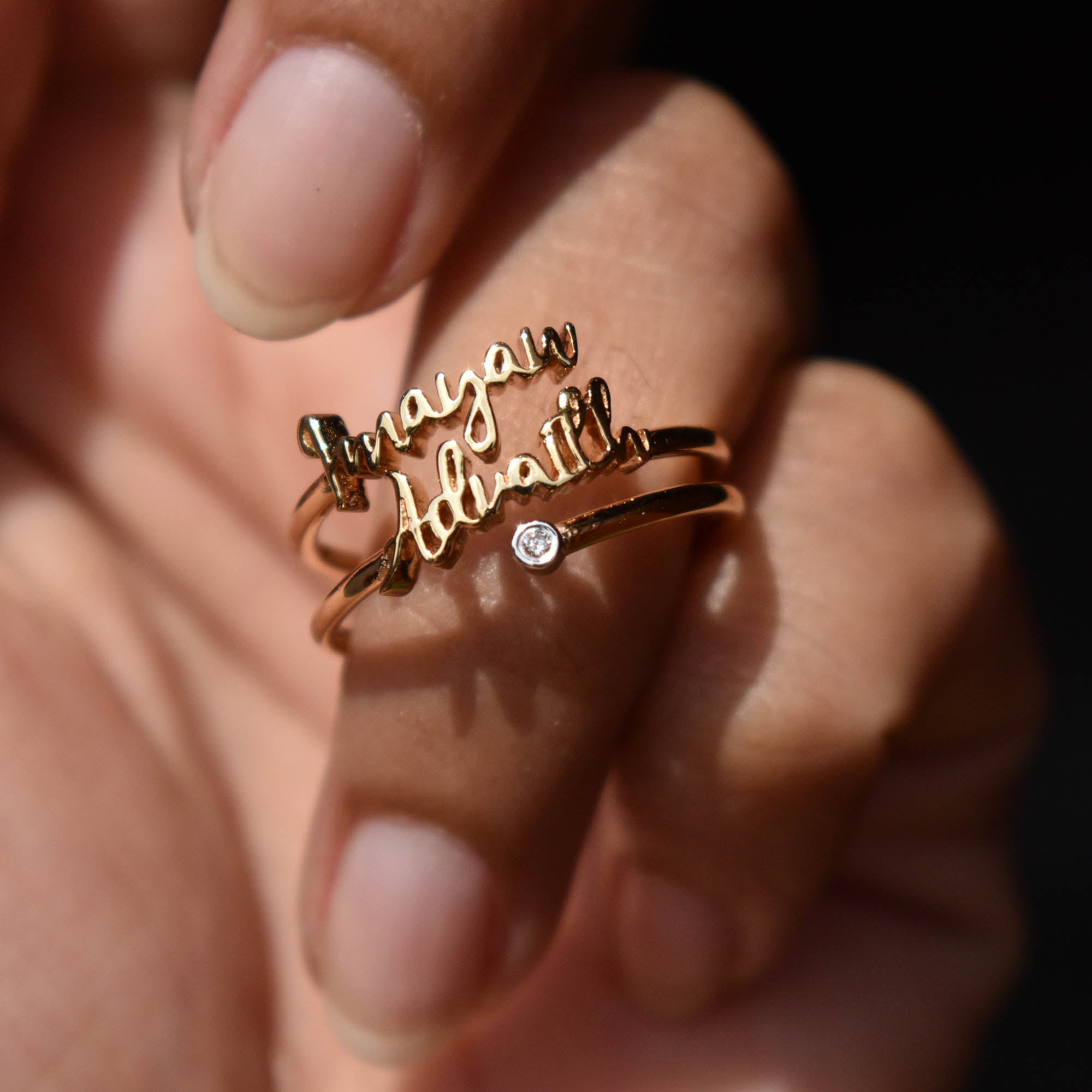 Rose Gold Personalised Eternal Name Ring | SEHGAL GOLD ORNAMENTS PVT. LTD.