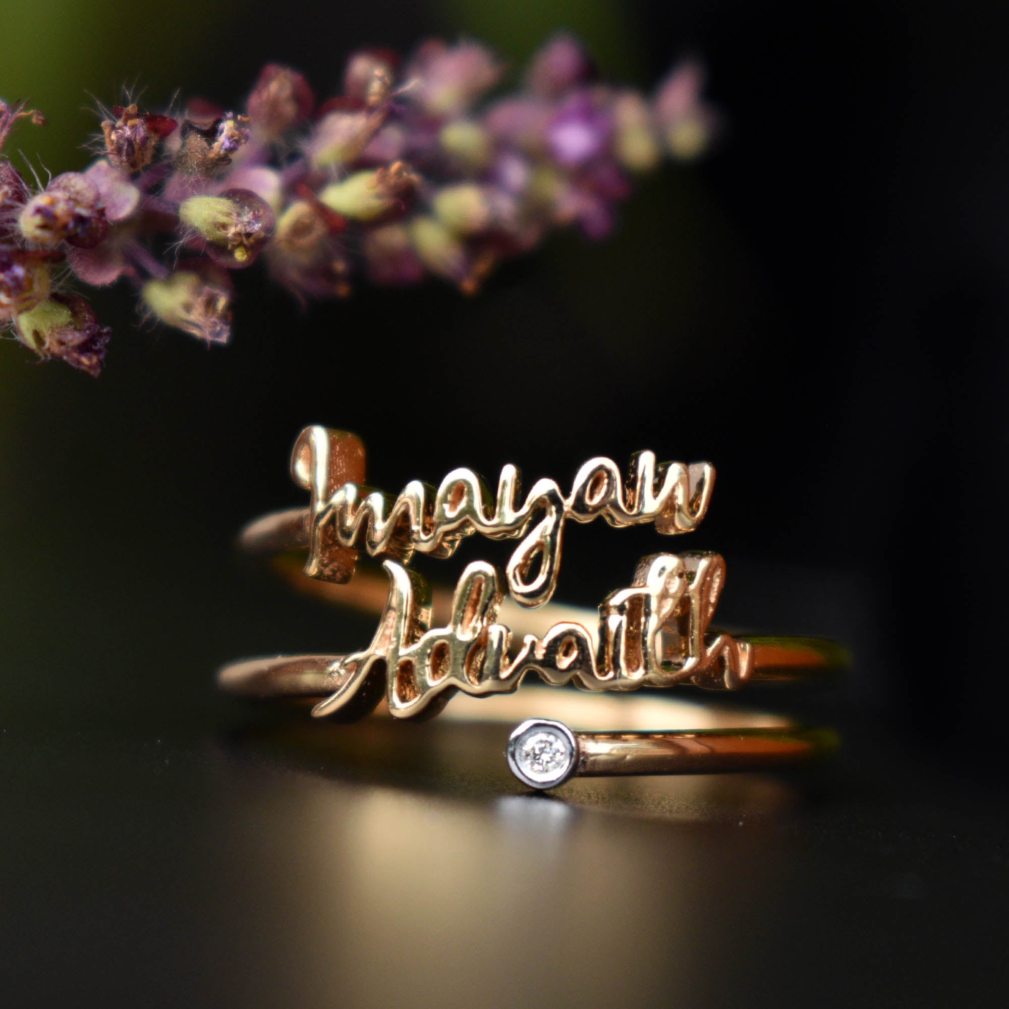 Personalized Two Name Spiral Ring