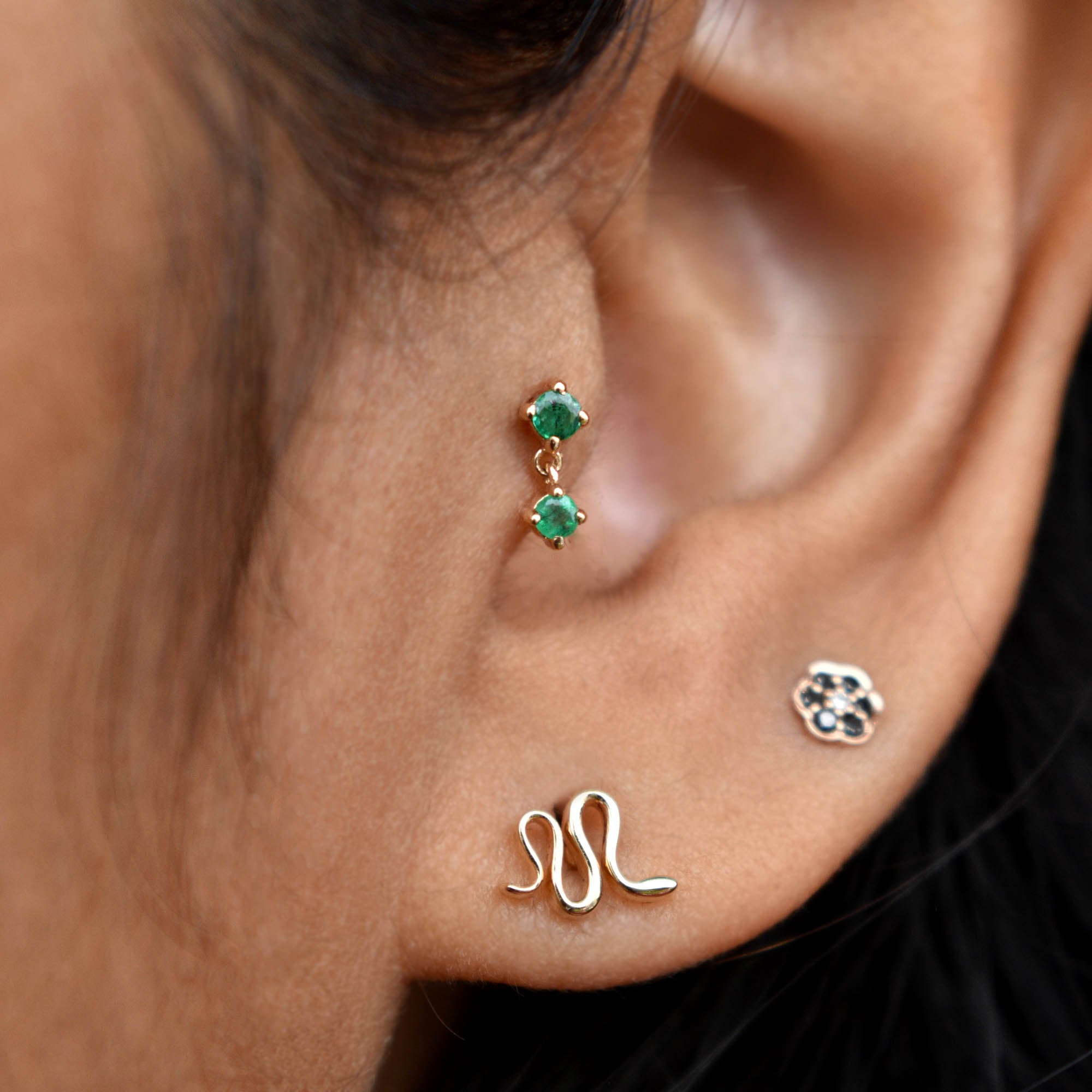 Natural Green Emerald Tiny Dangle Earring