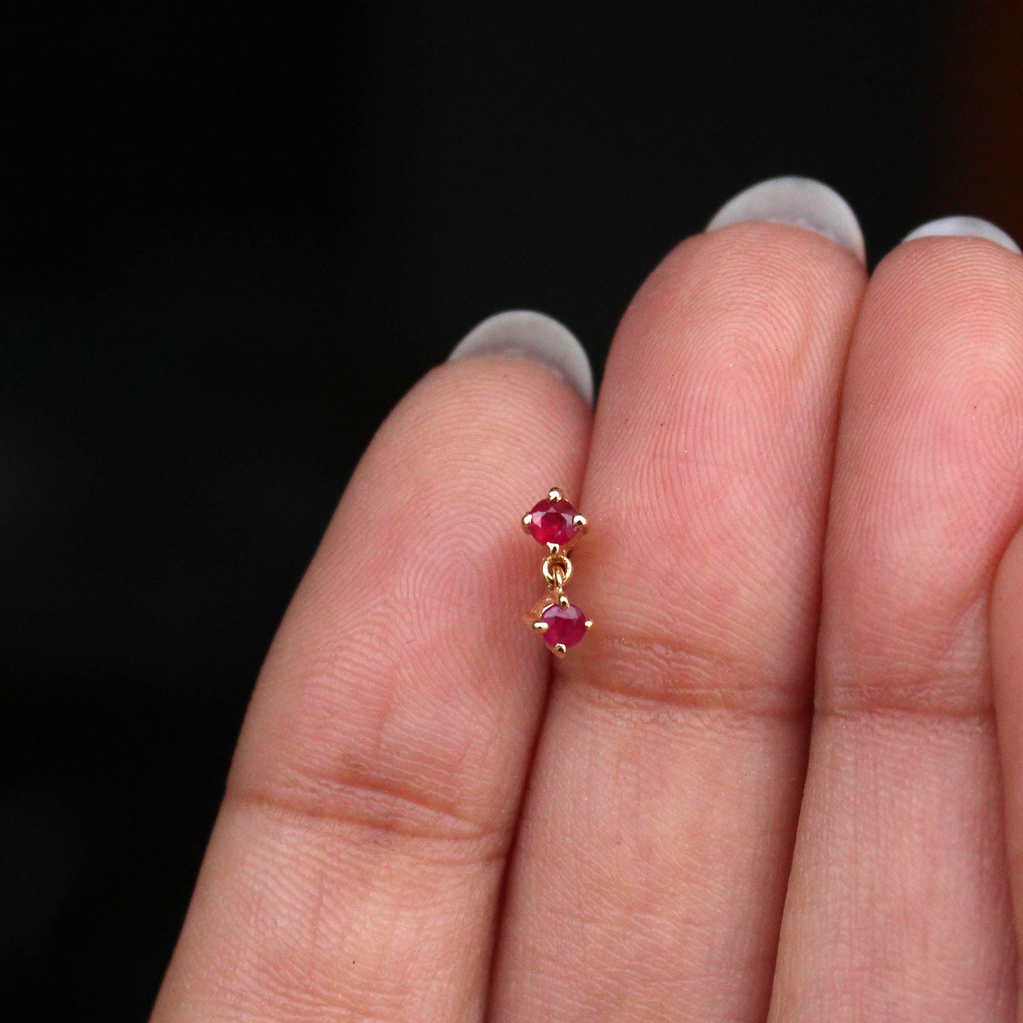 Natural Lever Back Hoop Ruby Earrings in 14k Solid Gold