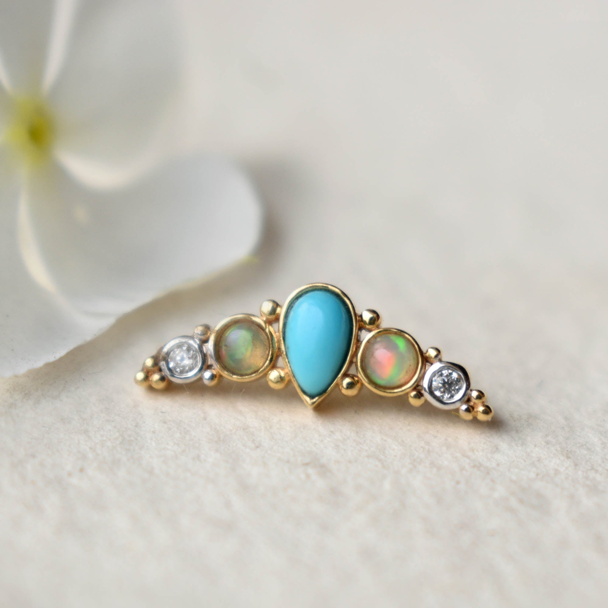 Turquoise Opal Diamond Curved Bar