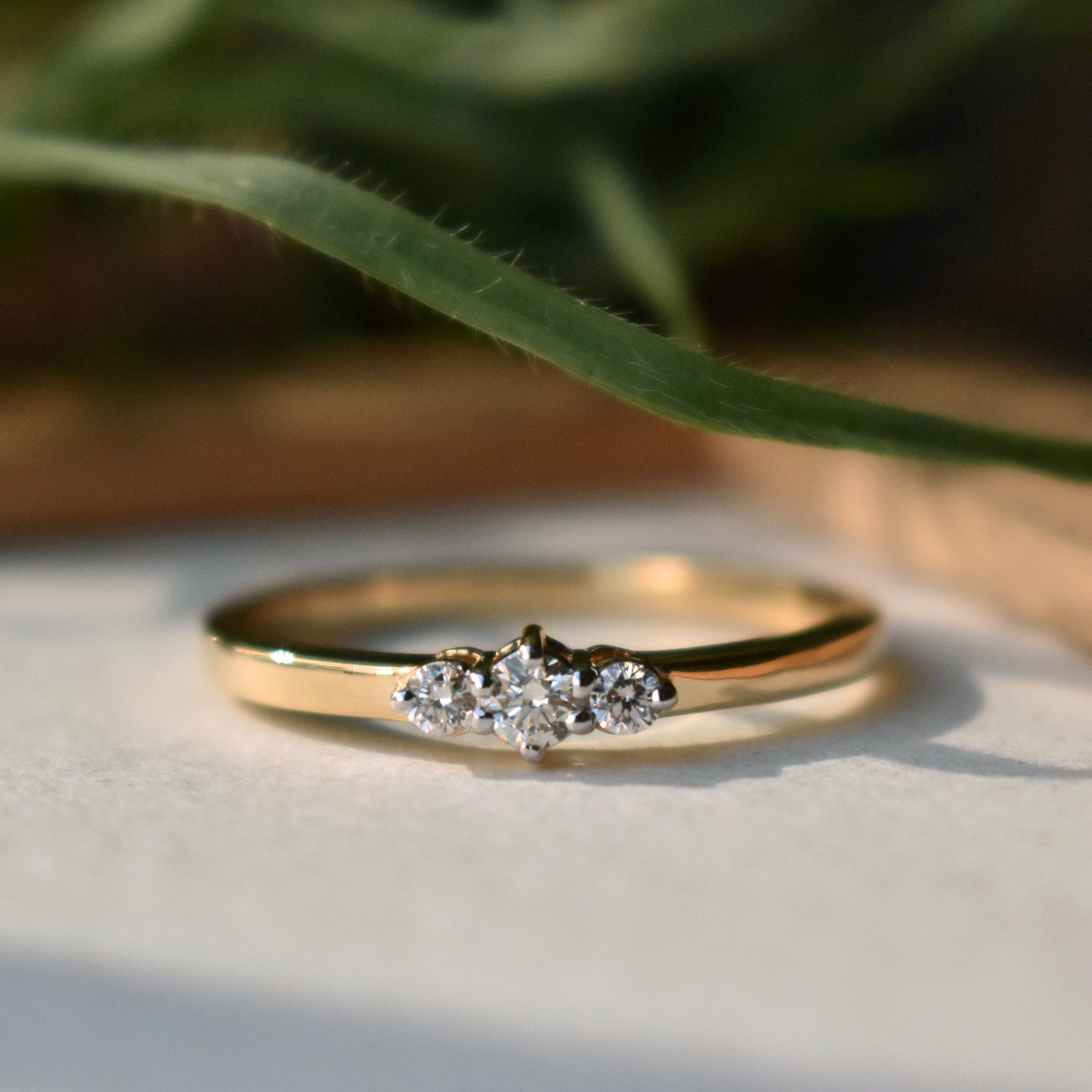 Three Stone Diamond Ring Dainty Fine Jewelry Rings Three Round