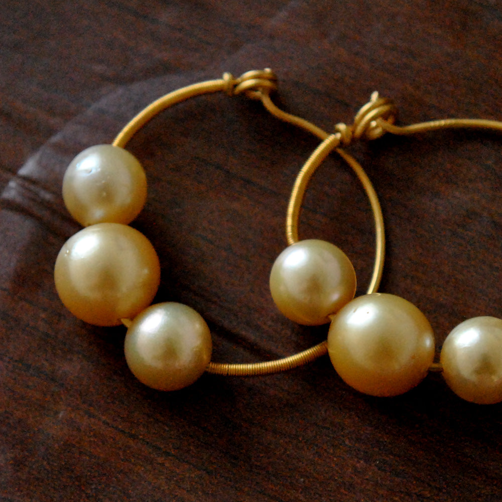 South Sea Pearl Big Hoop Earrings