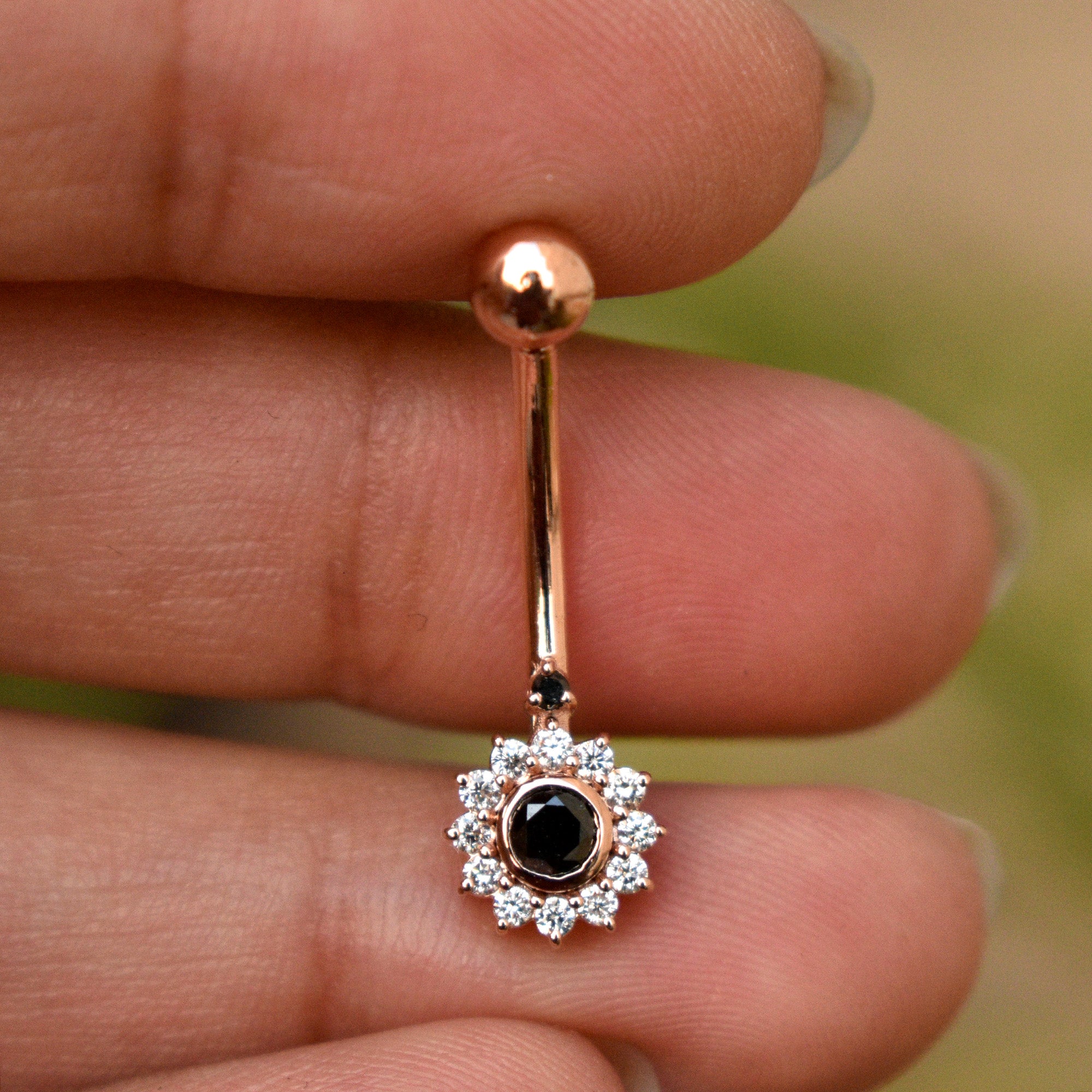 White Diamond Belly Button Rings