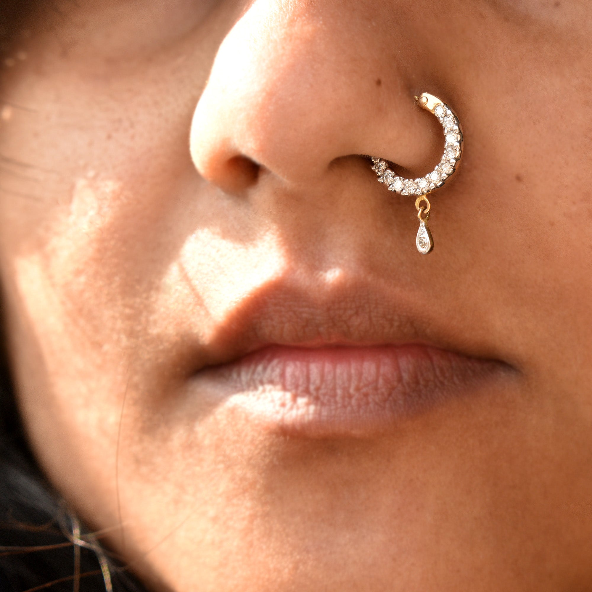 Buy Black Nose Ring, Gold Nose Ring, Indian Nose Ring, Indian Nostril Hoop,  Crescent Shaped Solid 14K Yellow Gold Nose Ring Black Enamel, SKU 50 Online  in India - Etsy