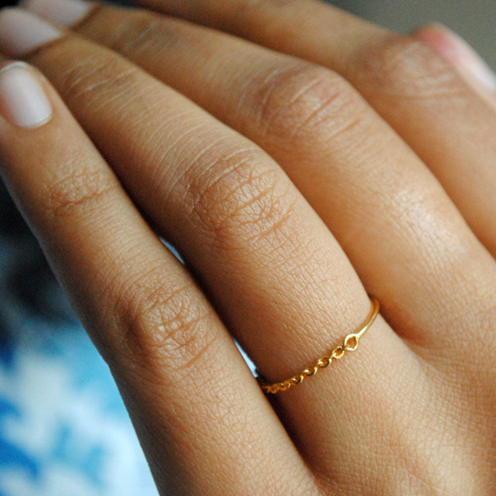 14k Gold Stacking Ring - Rain - Elizabeth Scott Jewelry