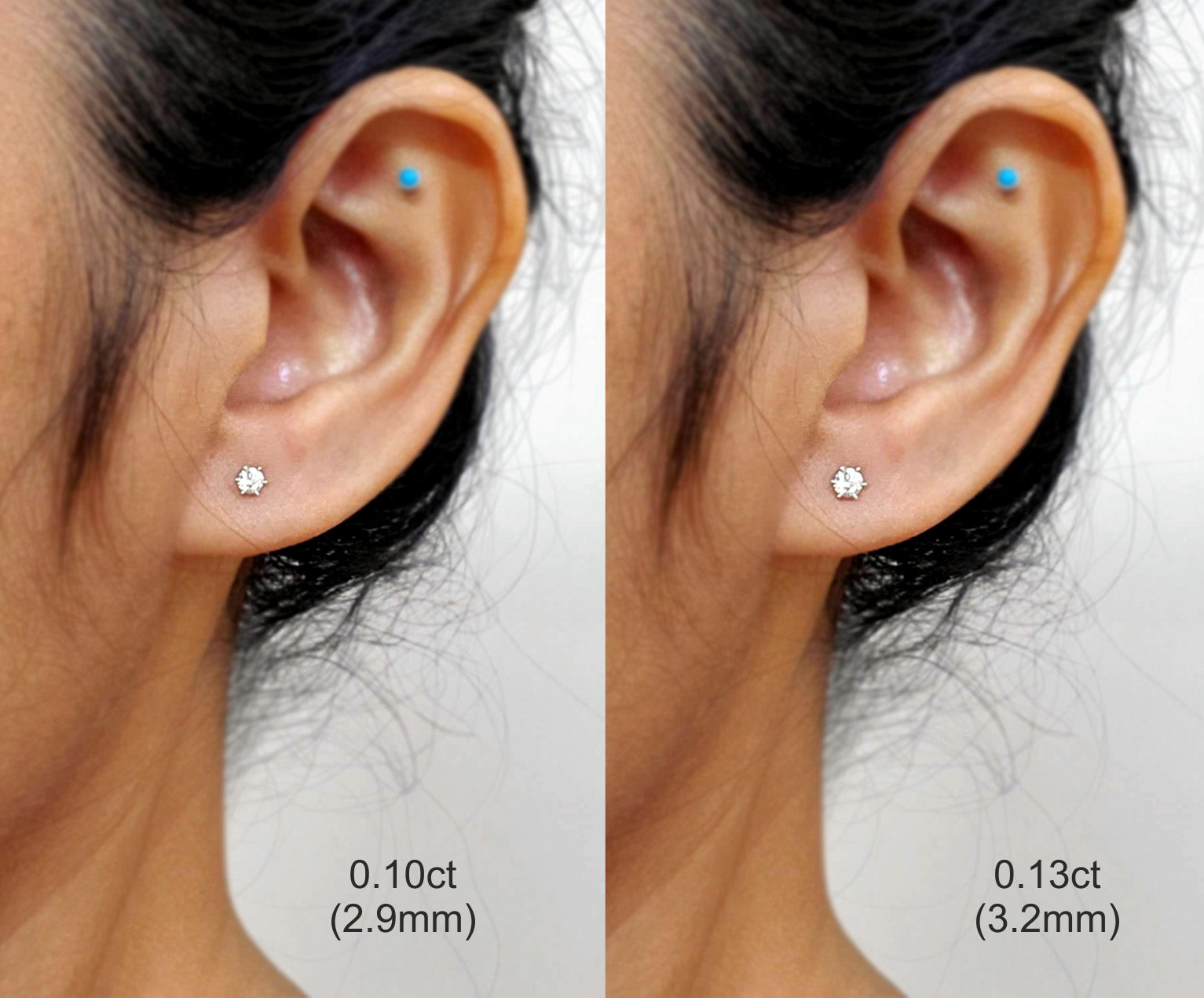1.9mm Genuine Diamond Stud Screw Back Earrings in 14k Solid White Gold