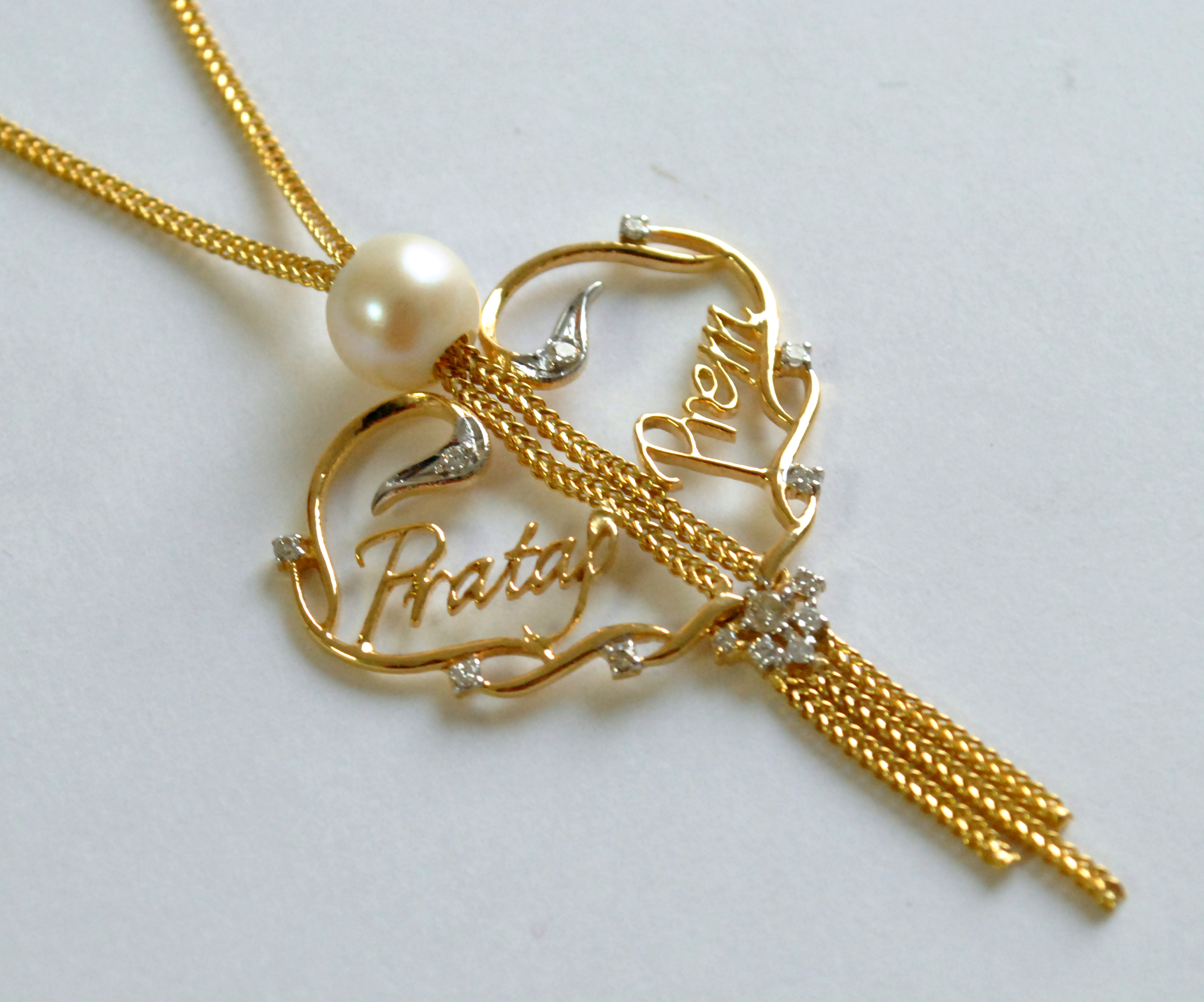 Two name Personalised Heart Necklace in 18K Yellow Gold (LP042)