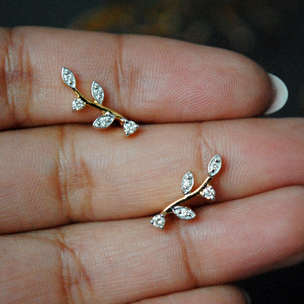 The String Leaf Diamond Earrings by PC Jeweller