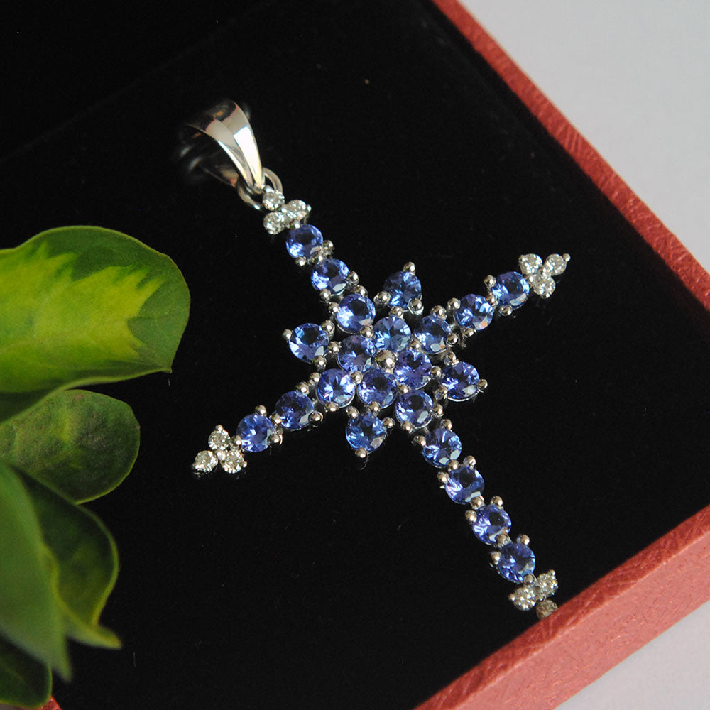 Buy the 925 Sterling Silver Tanzanite & Diamond Accent Stud Earrings Cross  Pendant Necklace & Amethyst Blue Topaz Citrine Multi Stone Bracelet 17.9g |  GoodwillFinds