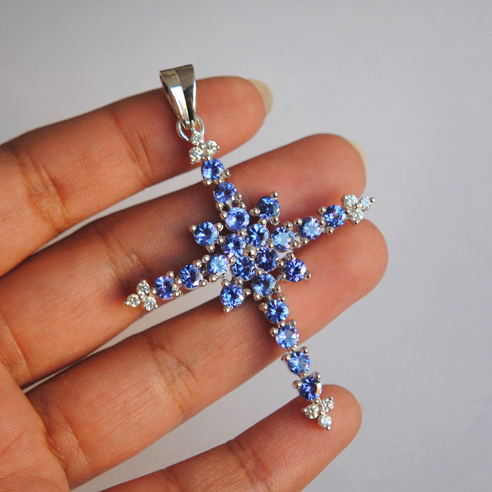 Tanzanite White Gold Southern Cross Pendant - Afrogem Jewellers