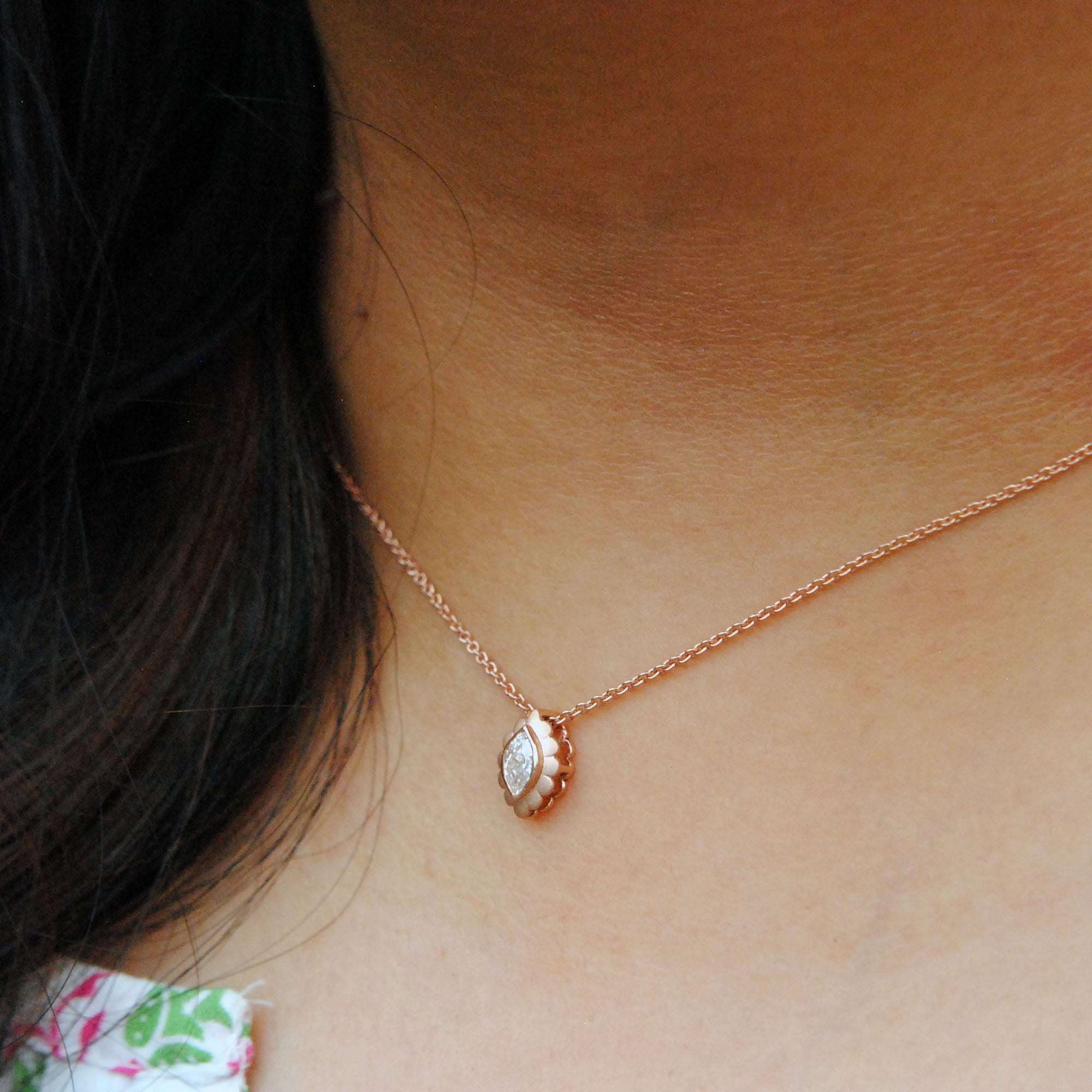 Bezel set marquise diamond necklace on sale