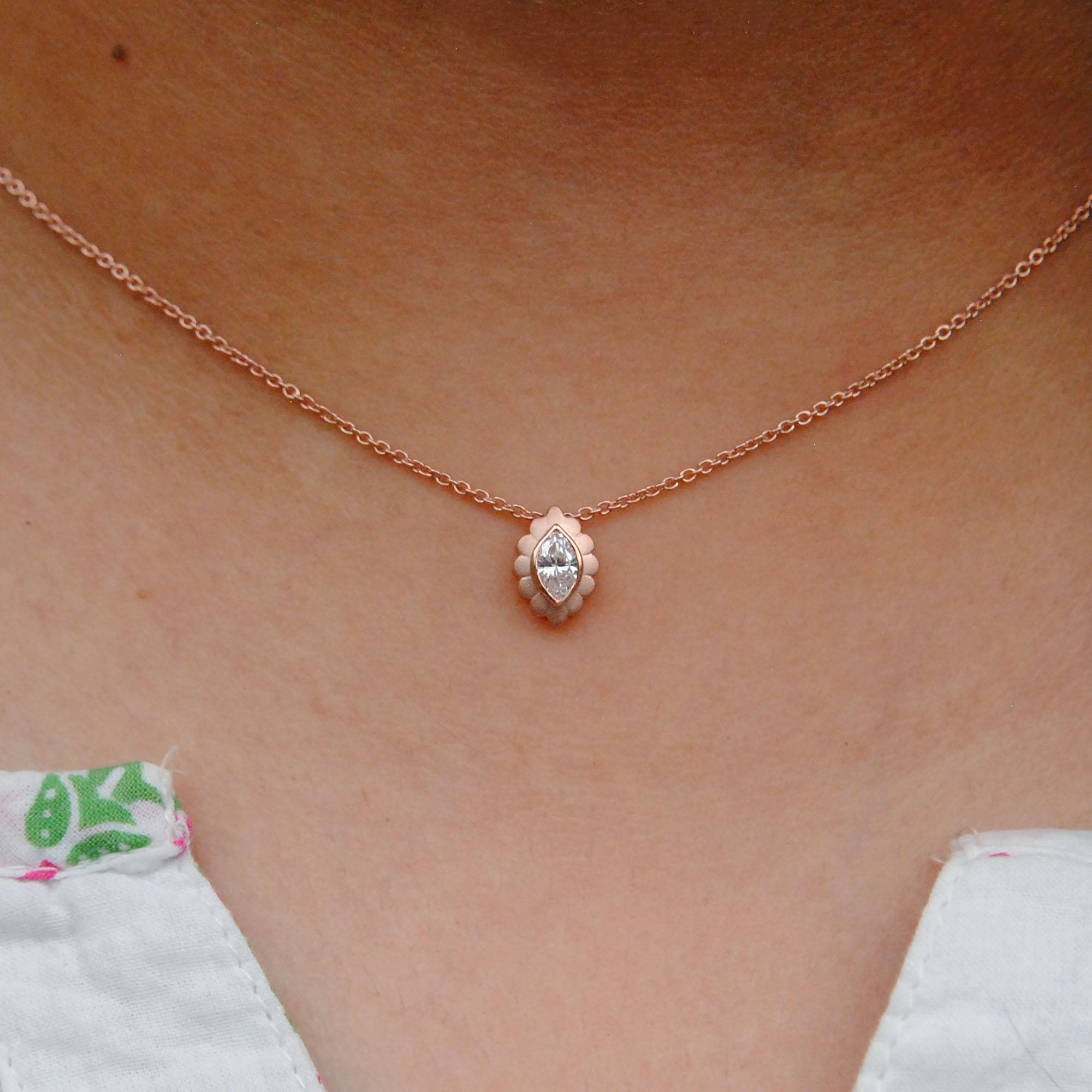 Bezel set hotsell marquise diamond necklace