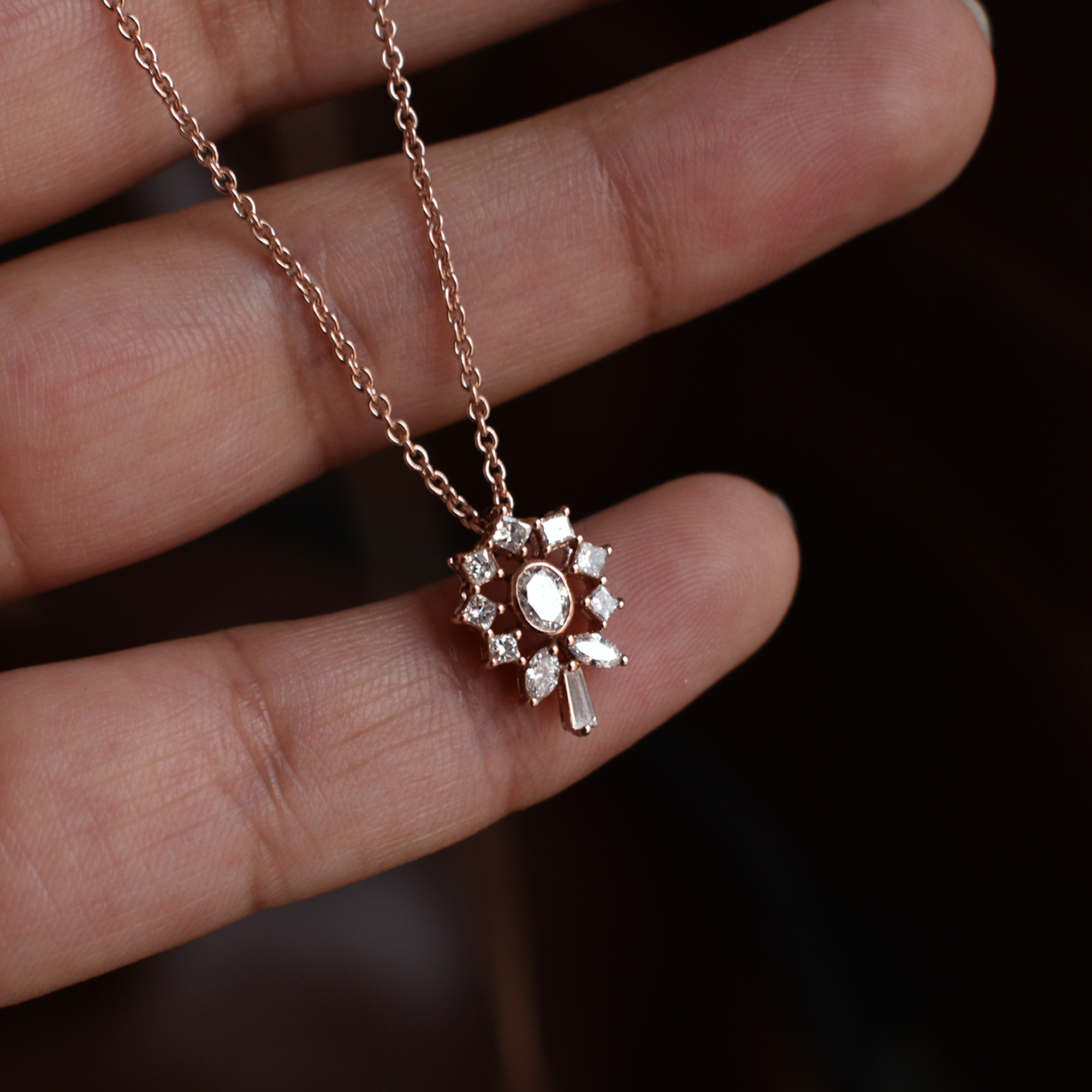 Flower Charm Pendant Necklace