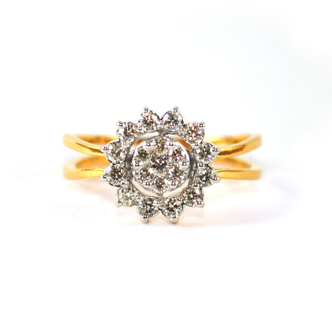 Illusion Set Solitaire Diamond with Diamond Halo Ring