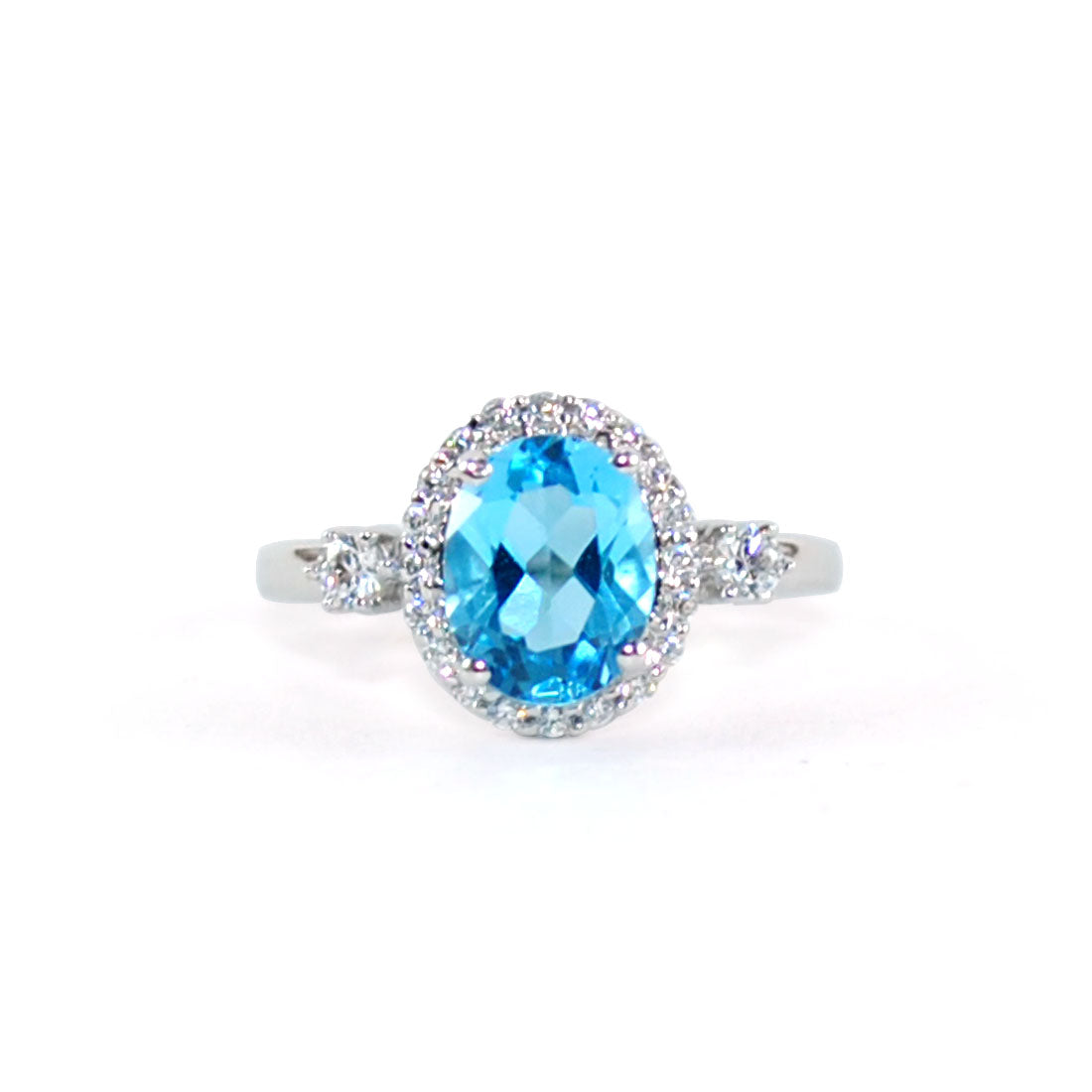 Oval Aquamarine with Diamond Halo Engagement Ring
