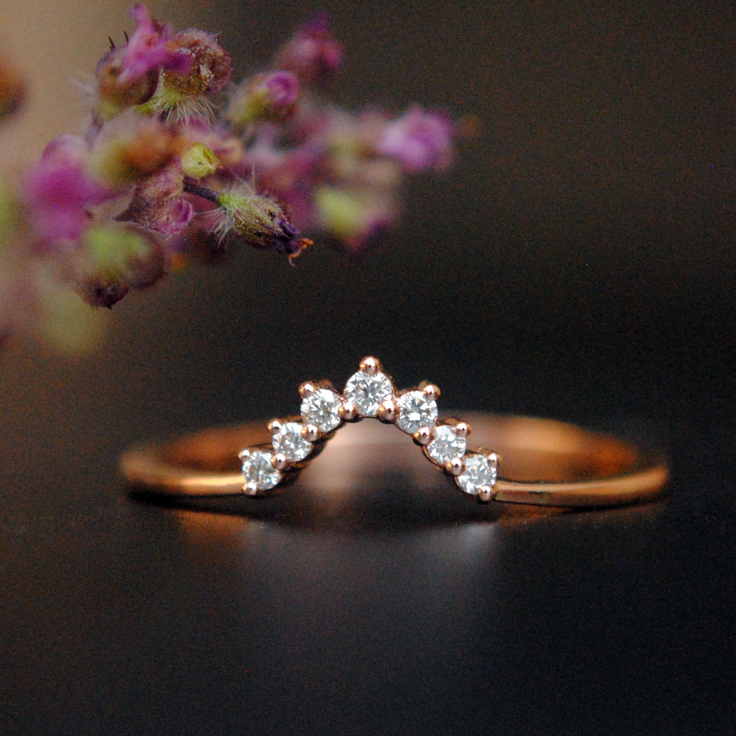 Curved Diamond Wedding Band Stack Ring Abhika Jewels