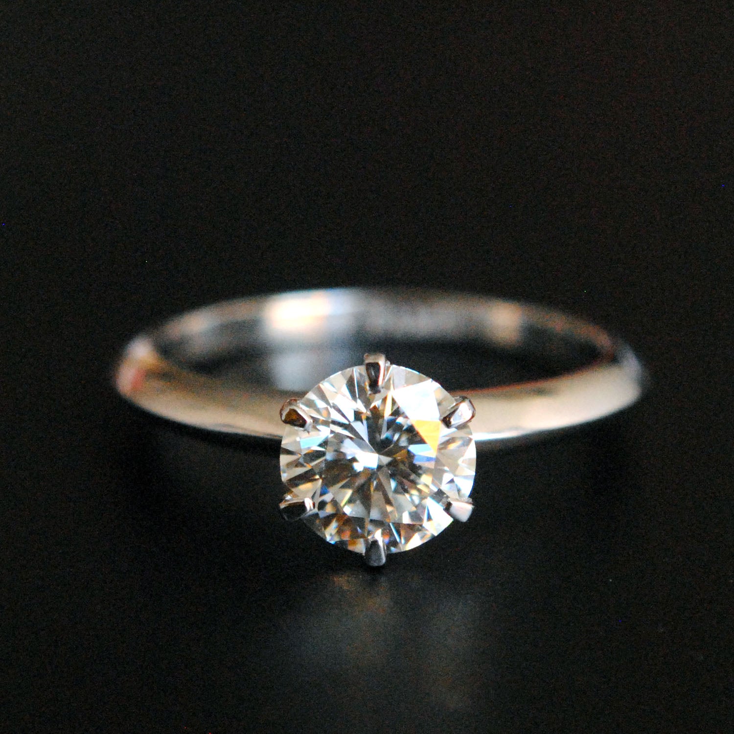 14K Yellow Gold Dainty Moissanite Engagement Ring - 6 Prong Solitaire - Available in 1/4, 1/2, 3/4, and 1 Carat options 6.5mm (1 Carat) / 8.25